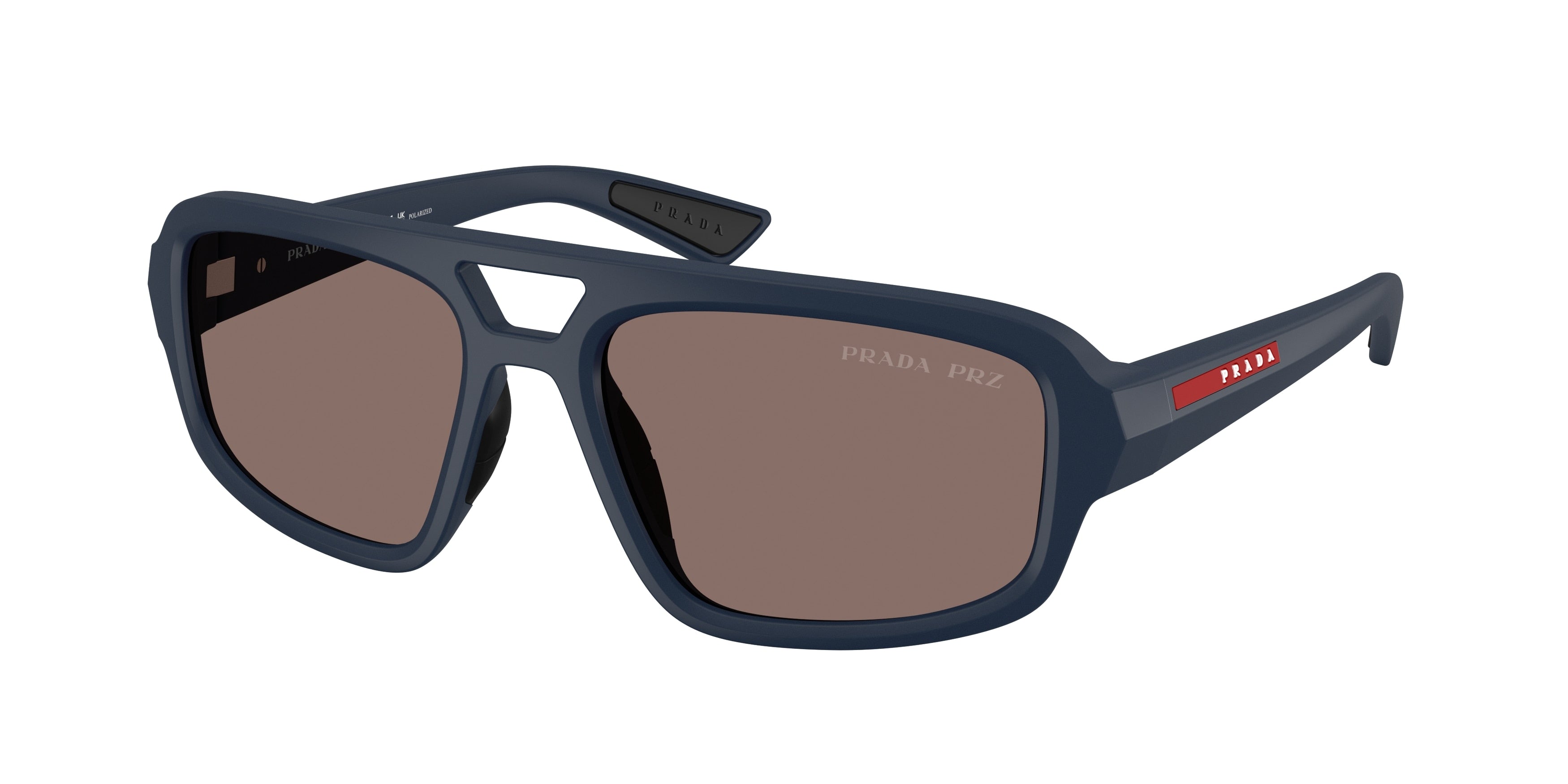 Prada Linea Rossa PSB11SU Irregular Sunglasses  TFY05C-Rubber Blue 57-145-18 - Color Map Blue