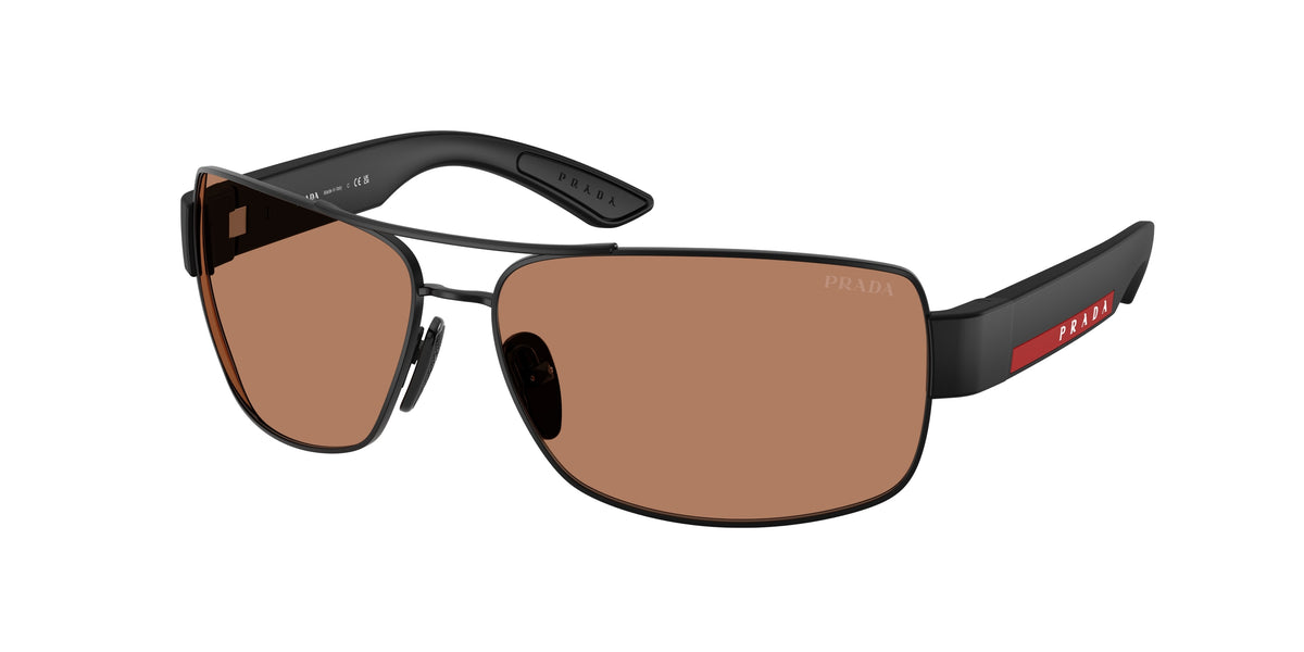 Prada Linea Rossa PSB52S Irregular Sunglasses for Men — Free Shipping - 65-130-14 / 1BO20D-Matte Black