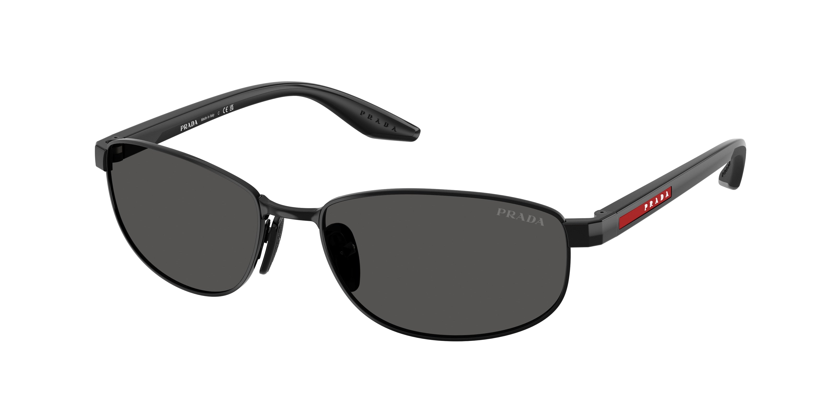 Prada Linea Rossa PSB53S Oval Sunglasses  1AB08Z-Black 58-145-17 - Color Map Black
