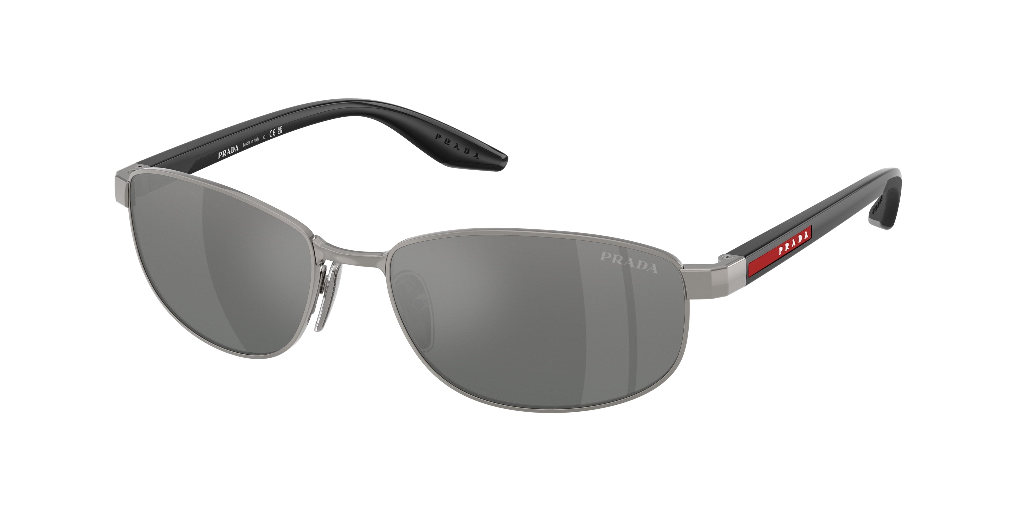 Prada Linea Rossa PSB53S Oval Sunglasses  5AV41A-Metal Grey 58-145-17 - Color Map Grey