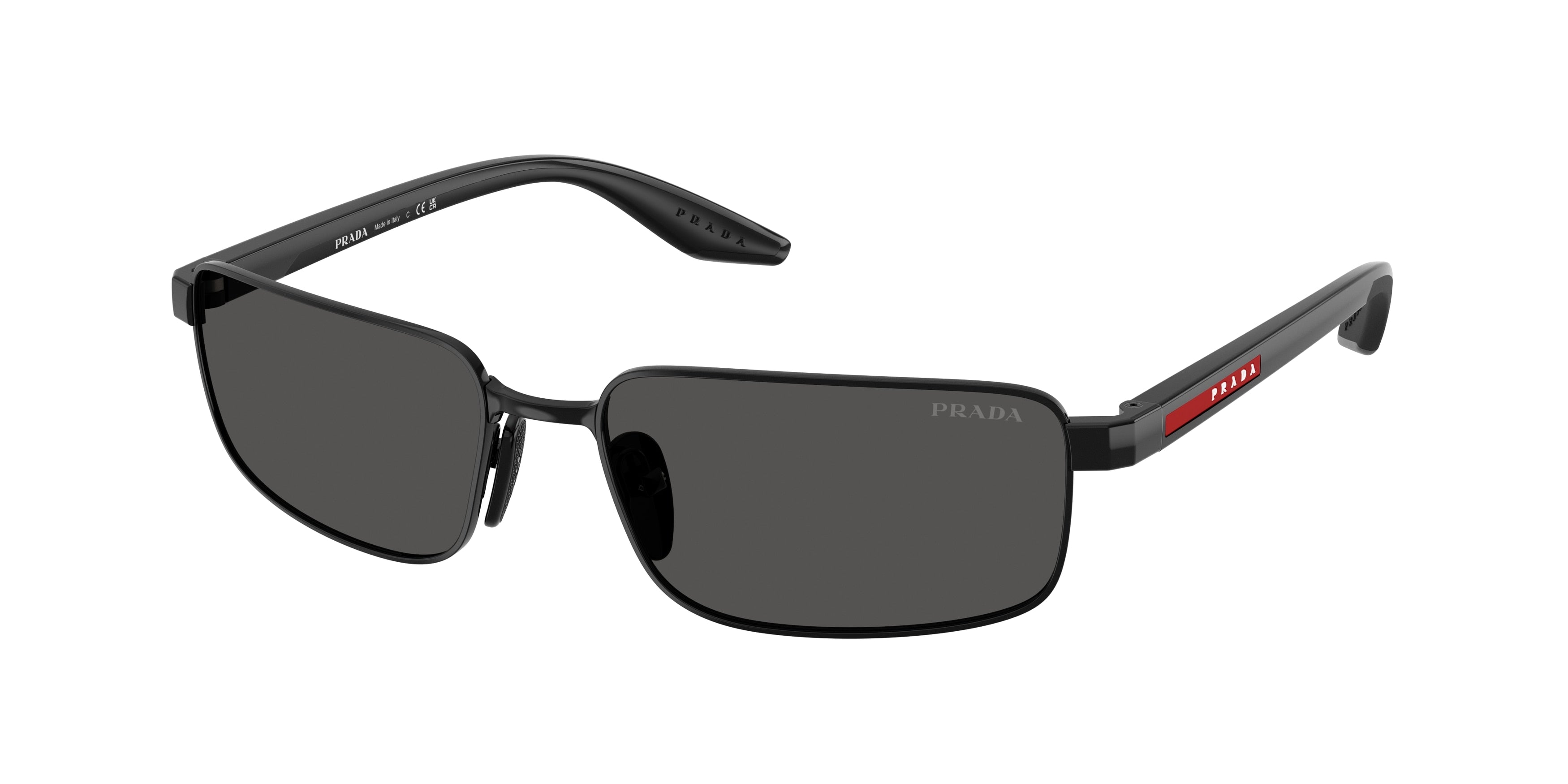 Prada Linea Rossa PSB54S Rectangle Sunglasses  1AB08Z-Black 59-145-17 - Color Map Black