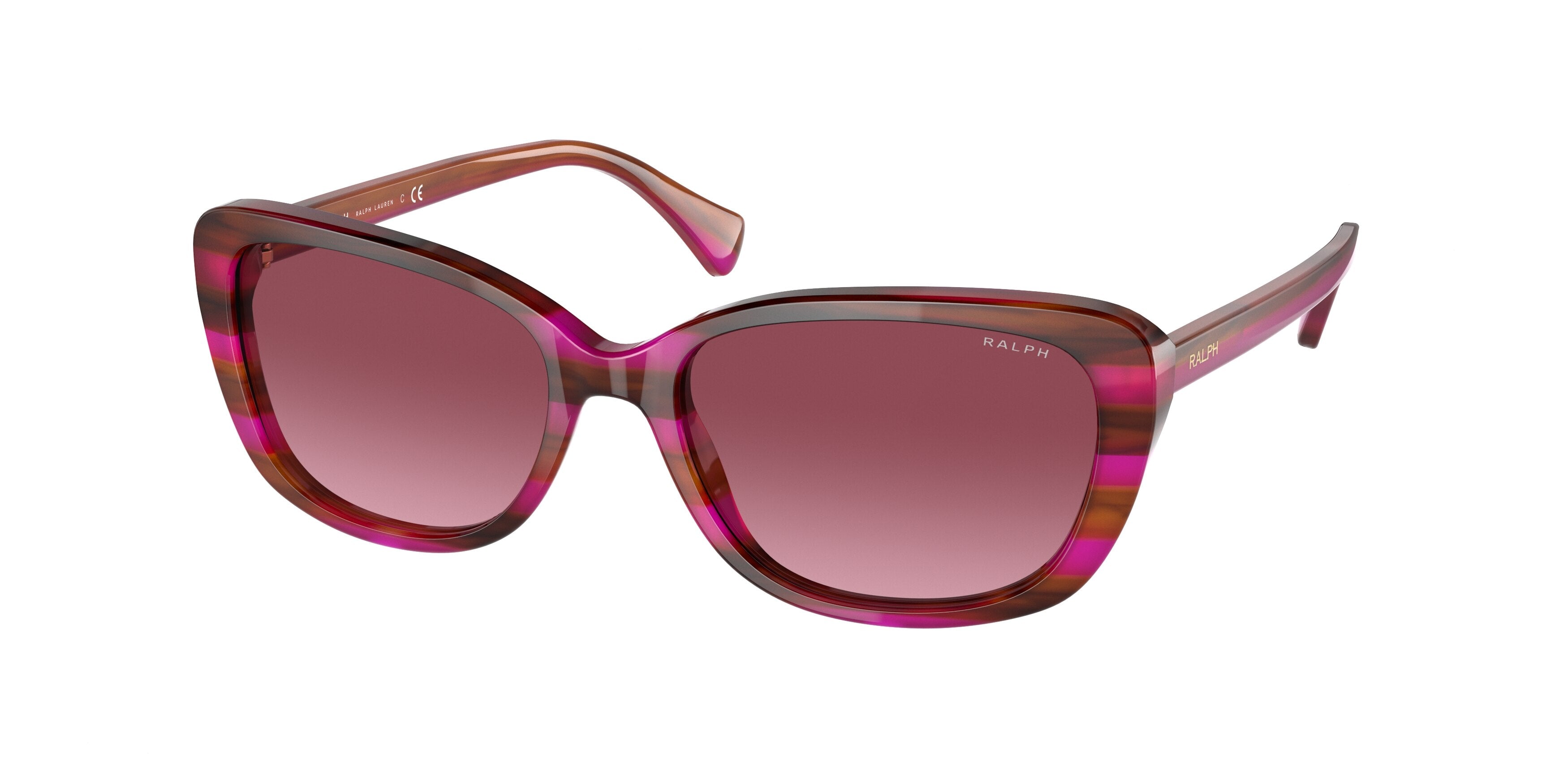 Ralph RA5283 Pillow Sunglasses  59848H-Striped Brown Purple 55-140-17 - Color Map Brown
