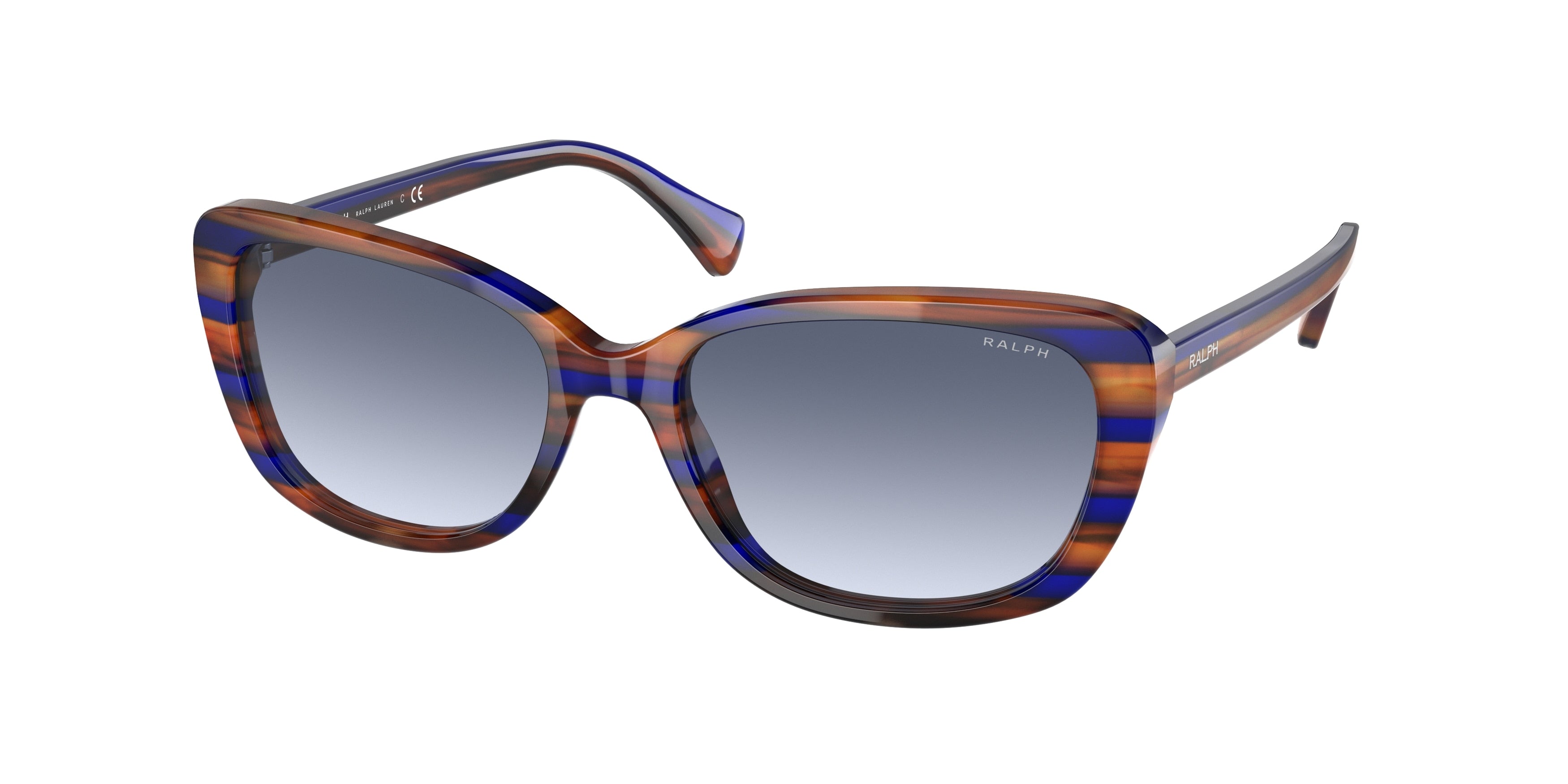 Ralph RA5283 Pillow Sunglasses  598719-Striped Brown Blue 55-140-17 - Color Map Brown