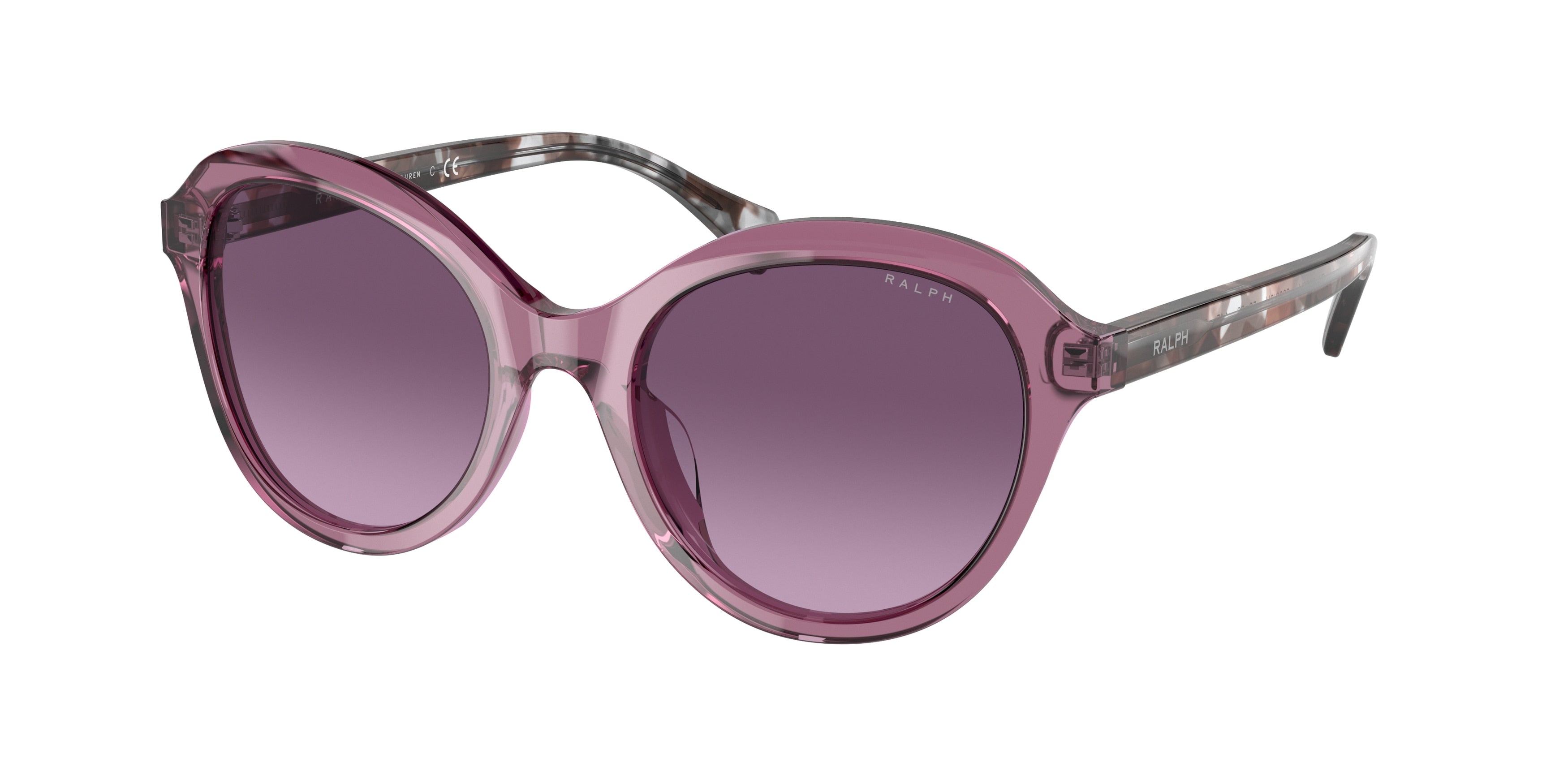 Ralph RA5286U Round Sunglasses  60088H-Shiny Transparent Violet 52-145-20 - Color Map Violet