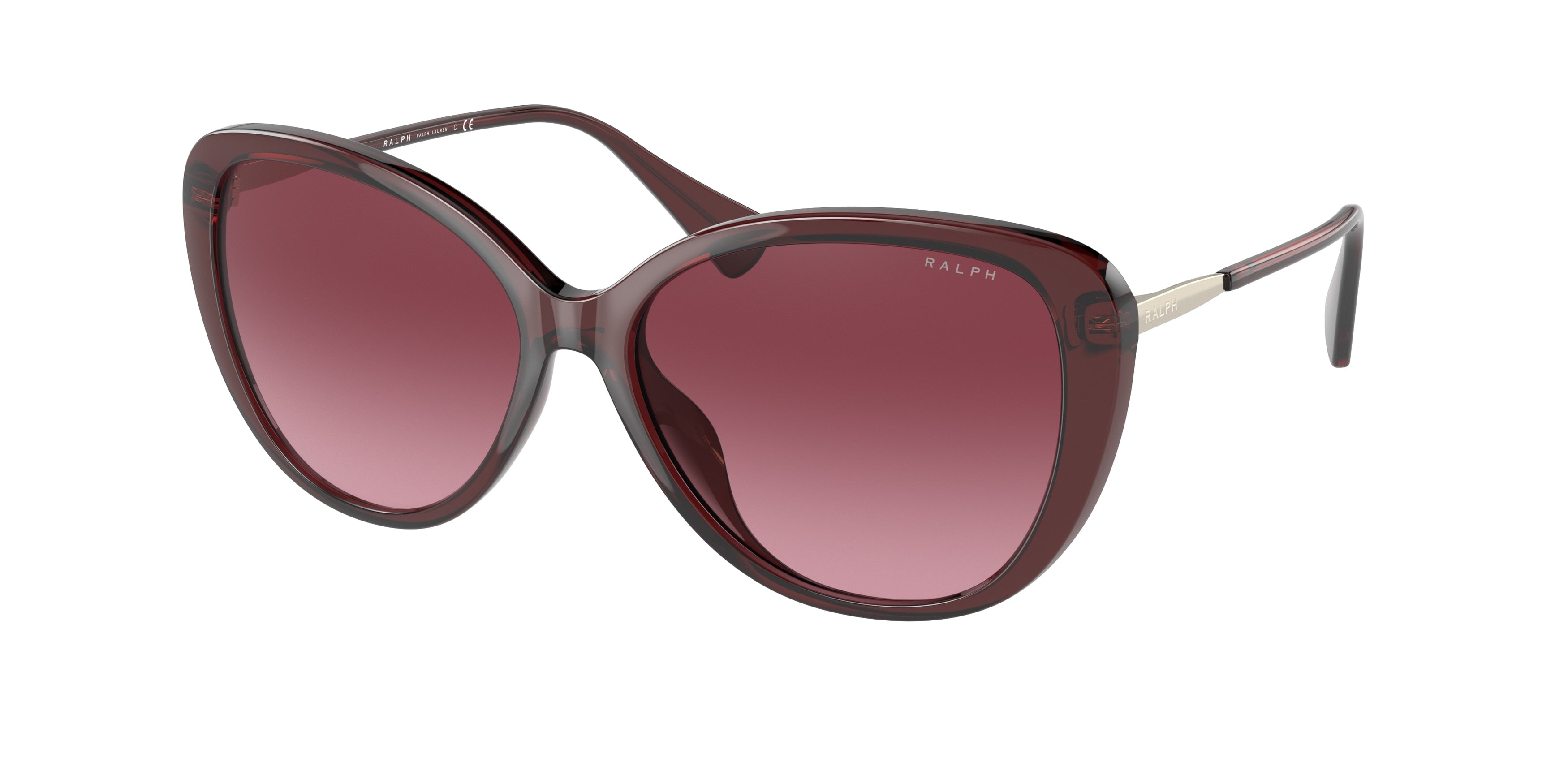 Ralph RA5288U Butterfly Sunglasses  59128H-Shiny Opal Burgundy 57-140-15 - Color Map Violet