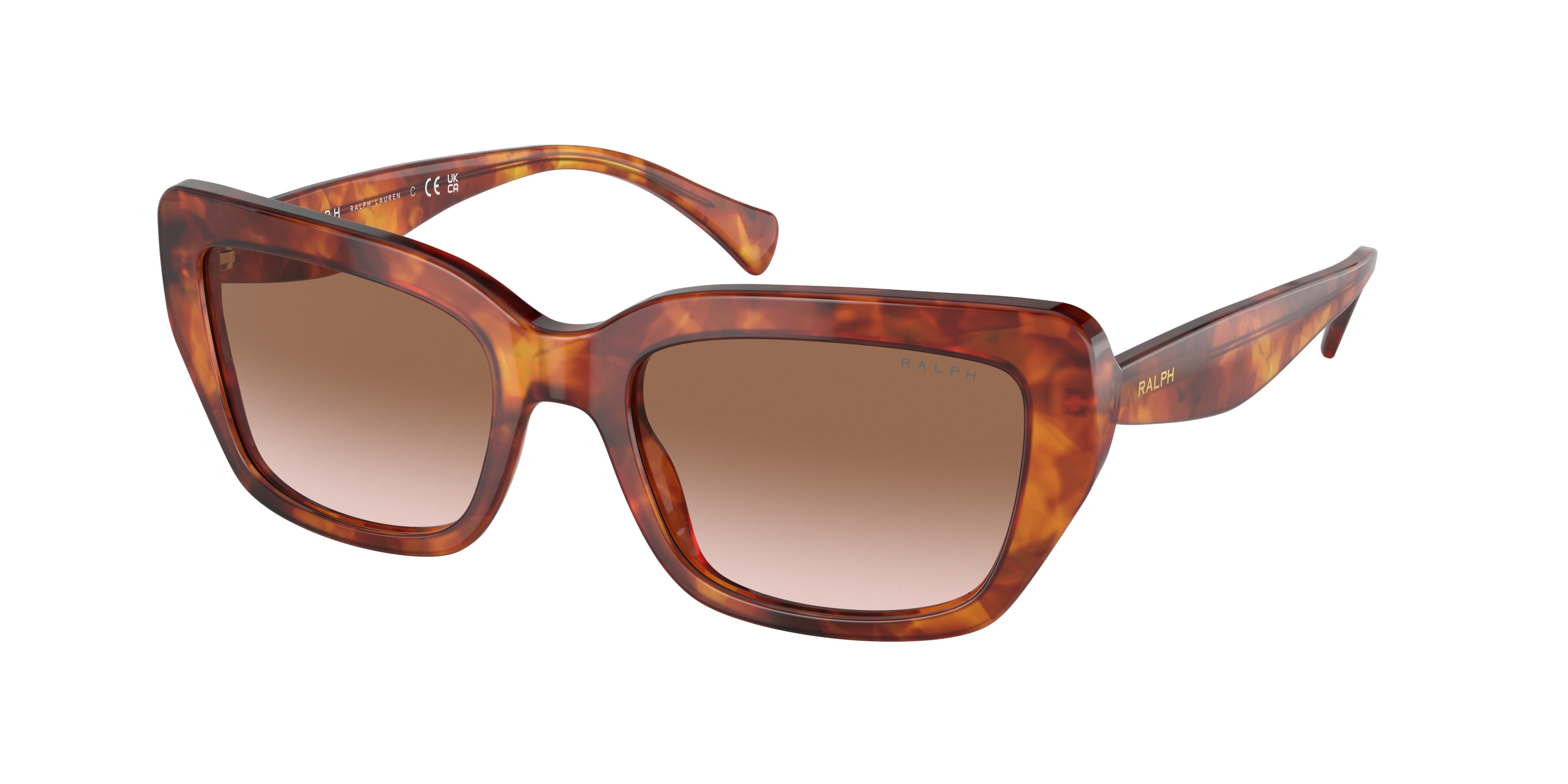 Ralph RA5292 Rectangle Sunglasses  601113-Shiny Orange Havana 53-145-19 - Color Map Tortoise