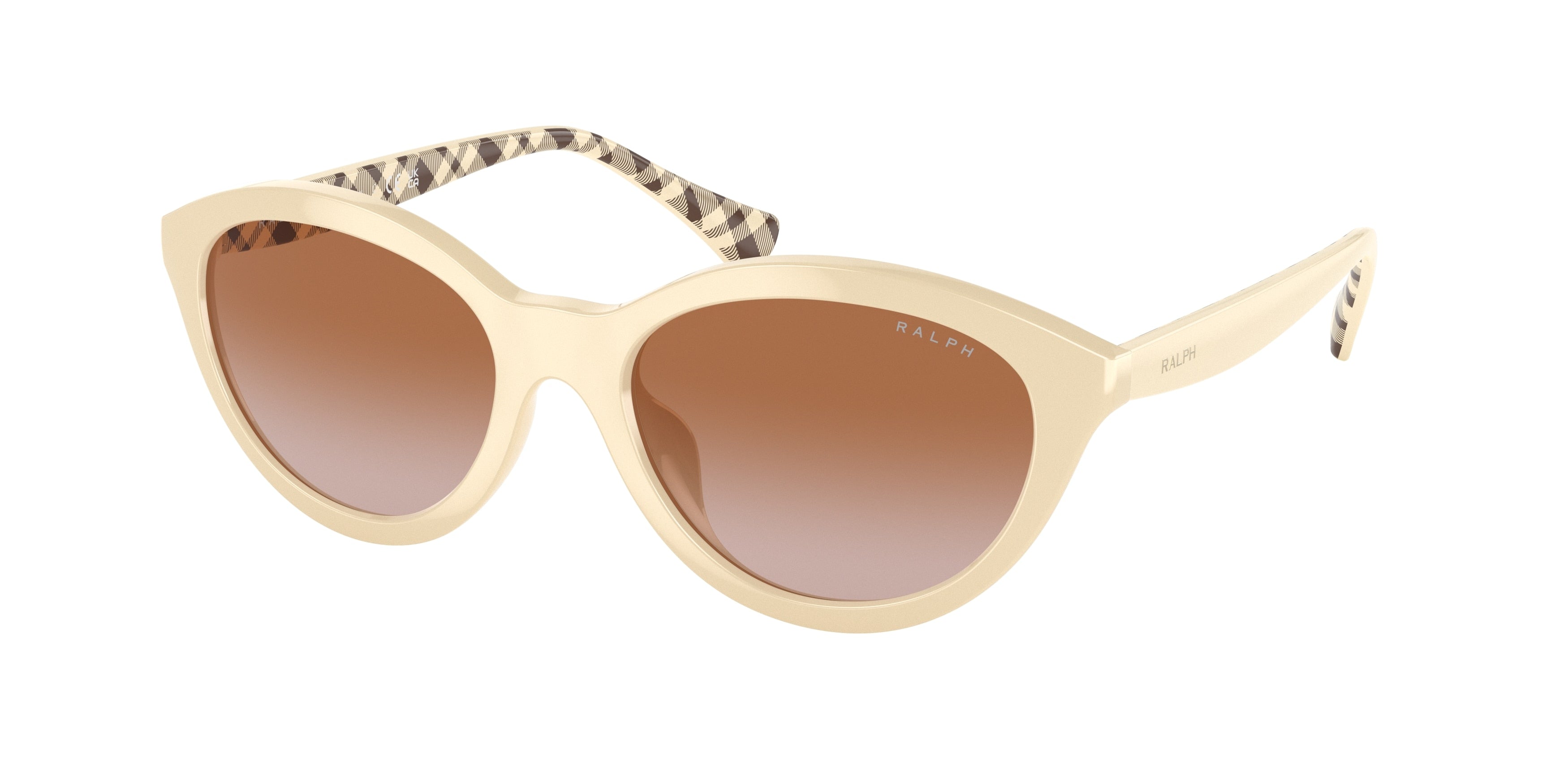 Ralph RA5295U Oval Sunglasses  603913-Shiny Cream 54-145-18 - Color Map Grey