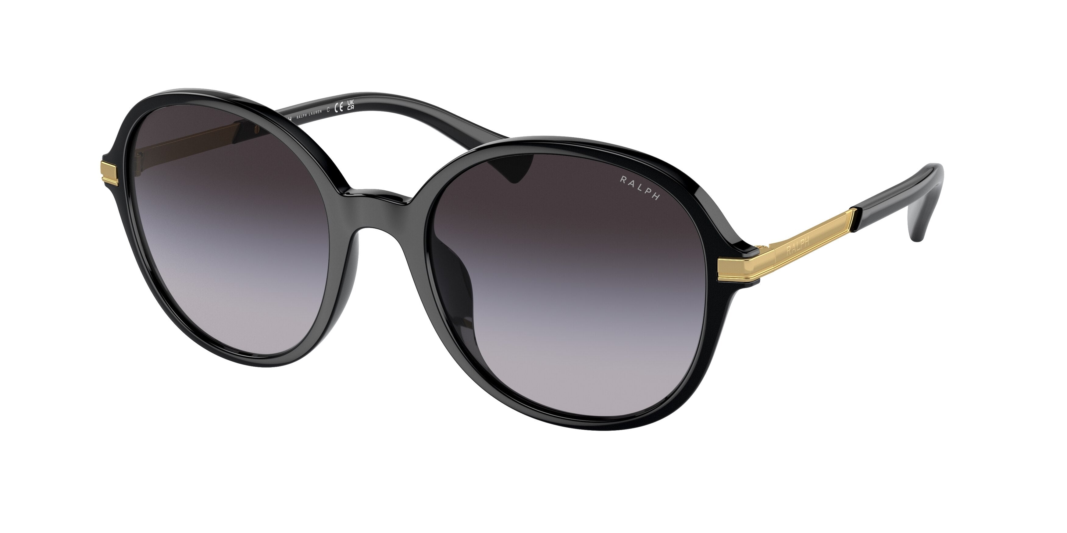 Ralph RA5297U Round Sunglasses  50018G-Shiny Black 54-145-20 - Color Map Black
