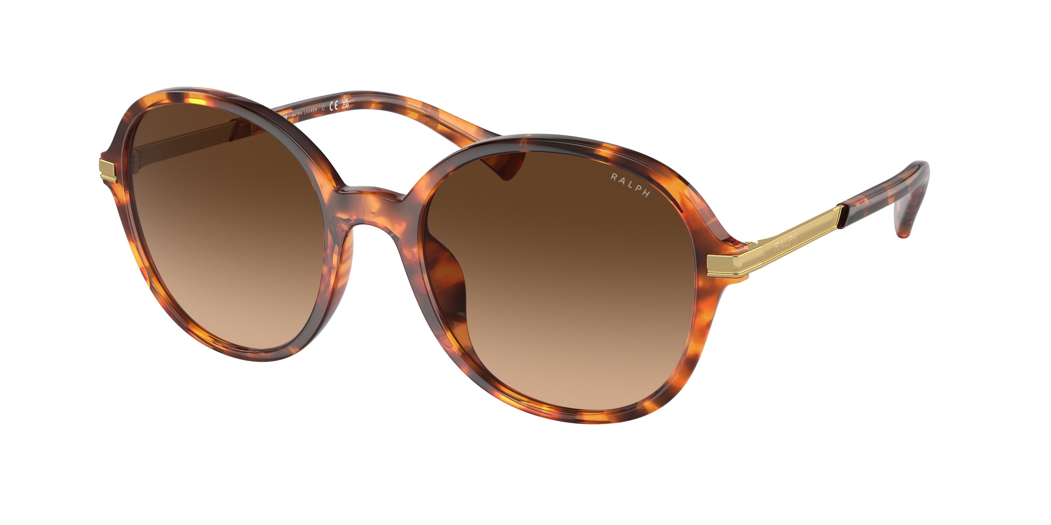 Ralph RA5297U Round Sunglasses  588574-Shiny Sponged Havana 54-145-20 - Color Map Tortoise