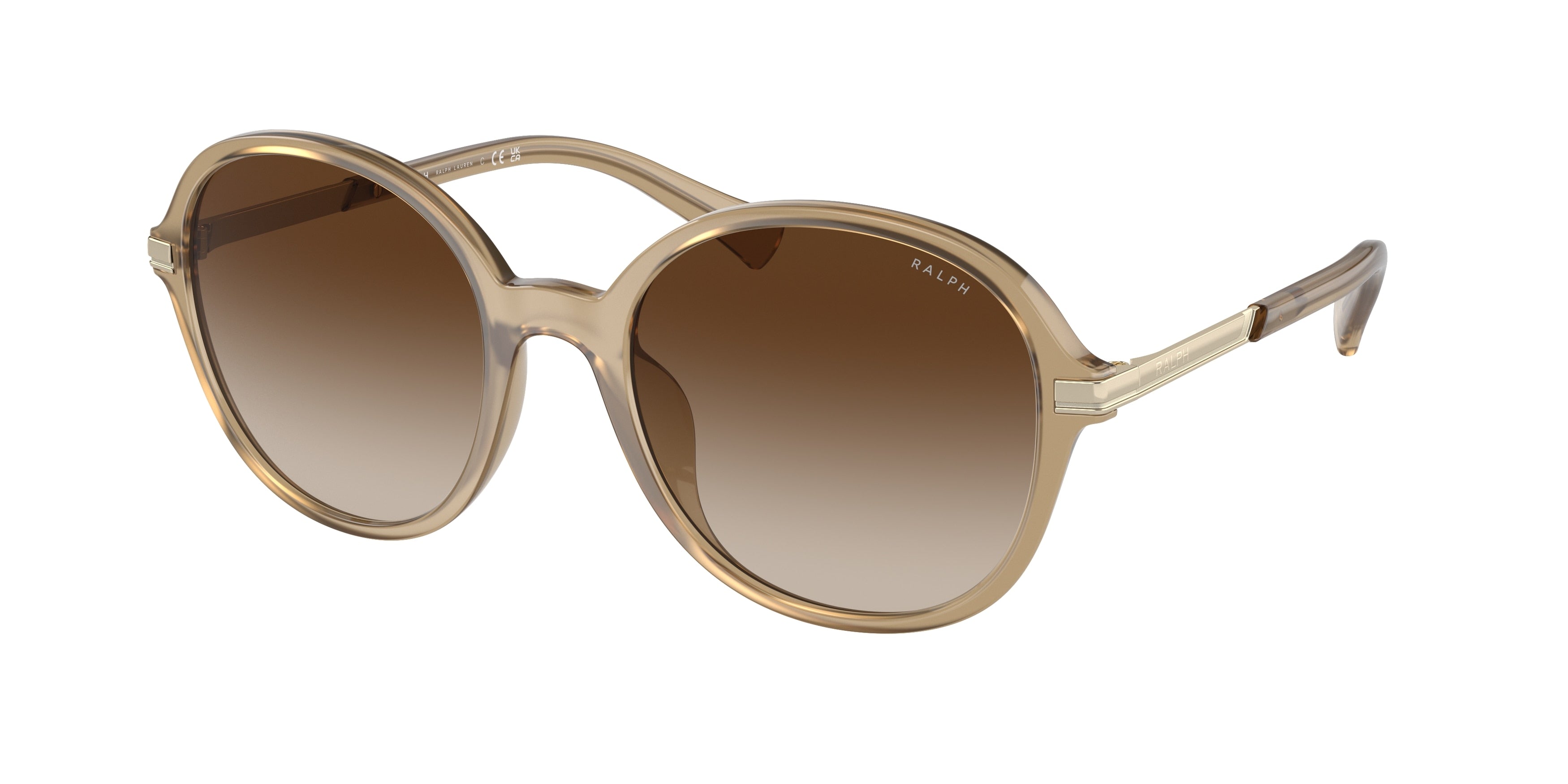 Ralph RA5297U Round Sunglasses  600413-Shiny Mlky Light Brown 54-145-20 - Color Map Brown