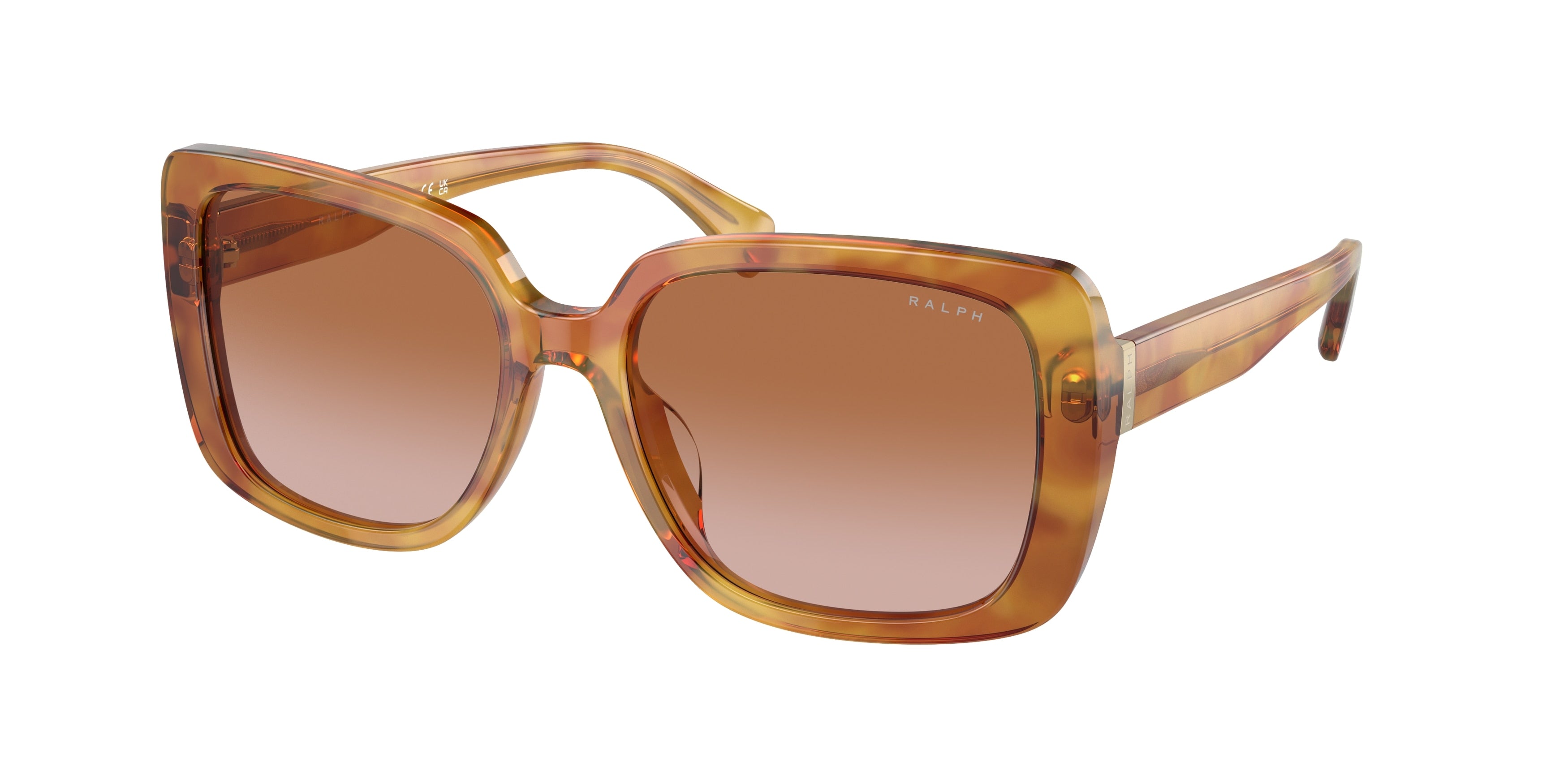 Ralph RA5298U Rectangle Sunglasses  606013-Shiny Light Brown Havana 55-145-17 - Color Map Brown