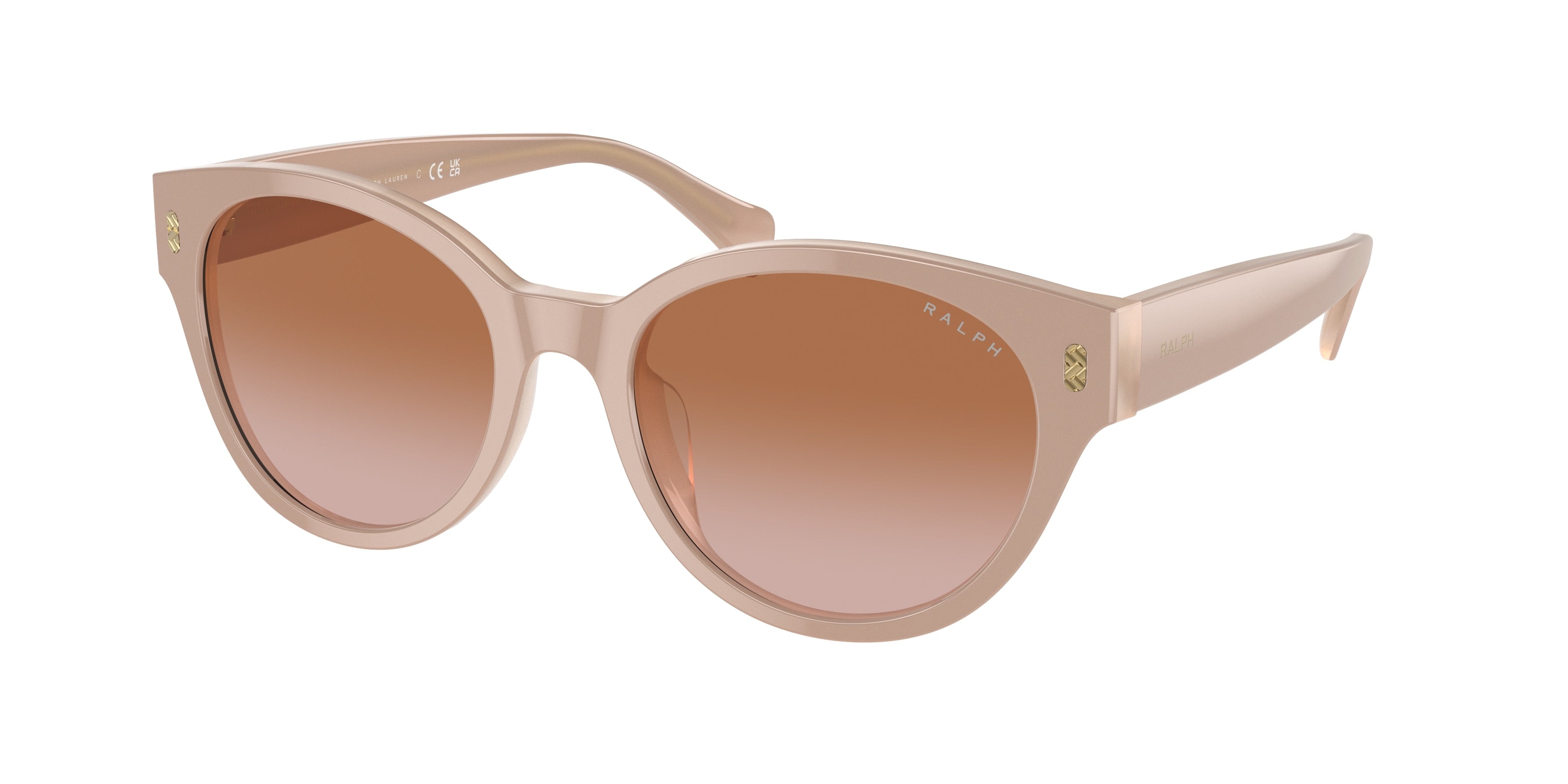 Ralph RA5302U Round Sunglasses  606313-Shiny Beige On Milky Beige 54-145-19 - Color Map Beige