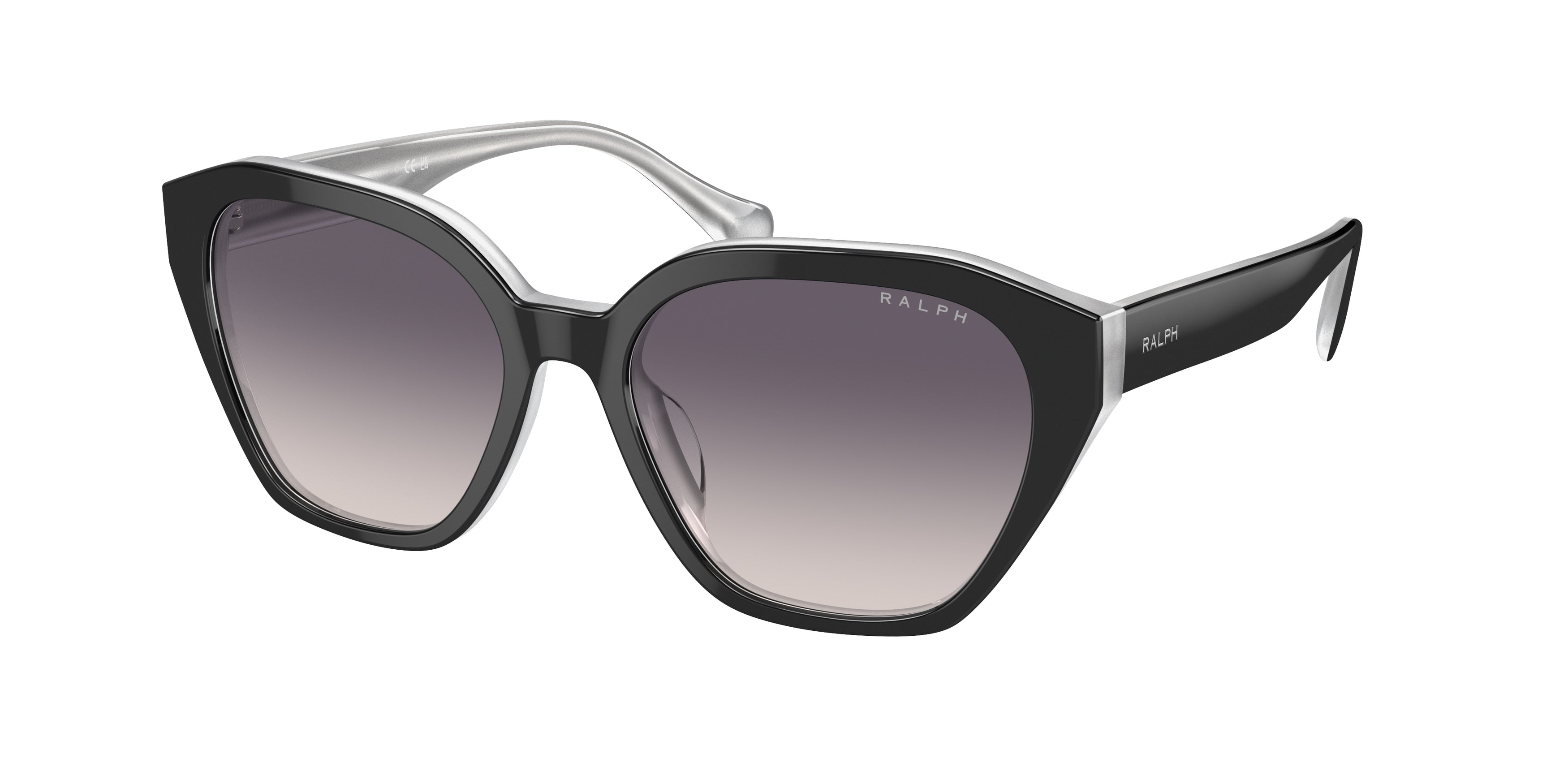 Ralph RA5315U Cat Eye Sunglasses  606636-Shiny Black On Opal Grey 54-145-17 - Color Map Black