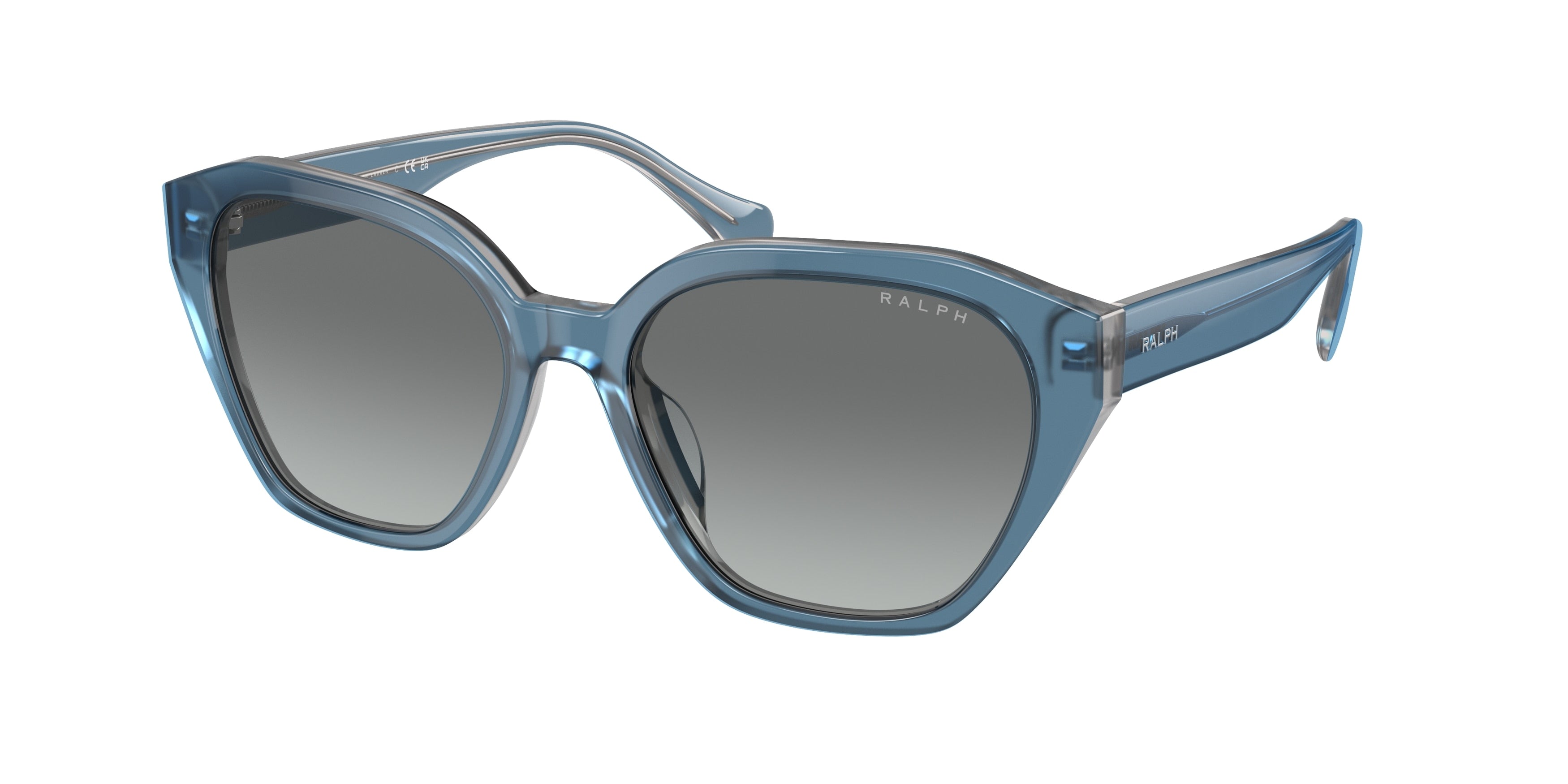 Ralph RA5315U Cat Eye Sunglasses  606811-Shiny Blue On Milky Grey 54-145-17 - Color Map Blue