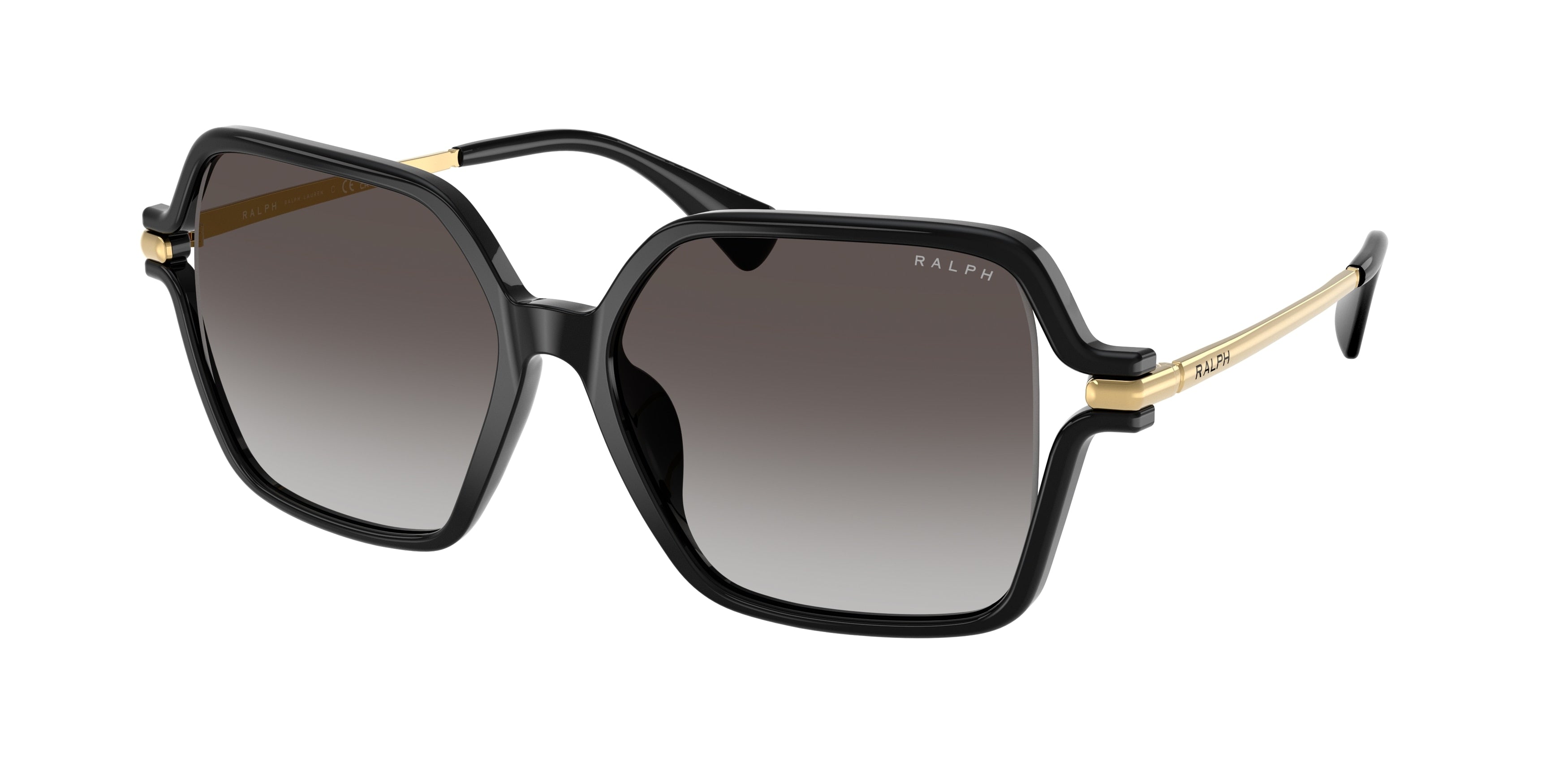 Ralph RA5319U Square Sunglasses  50018G-Shiny Black 56-145-15 - Color Map Black