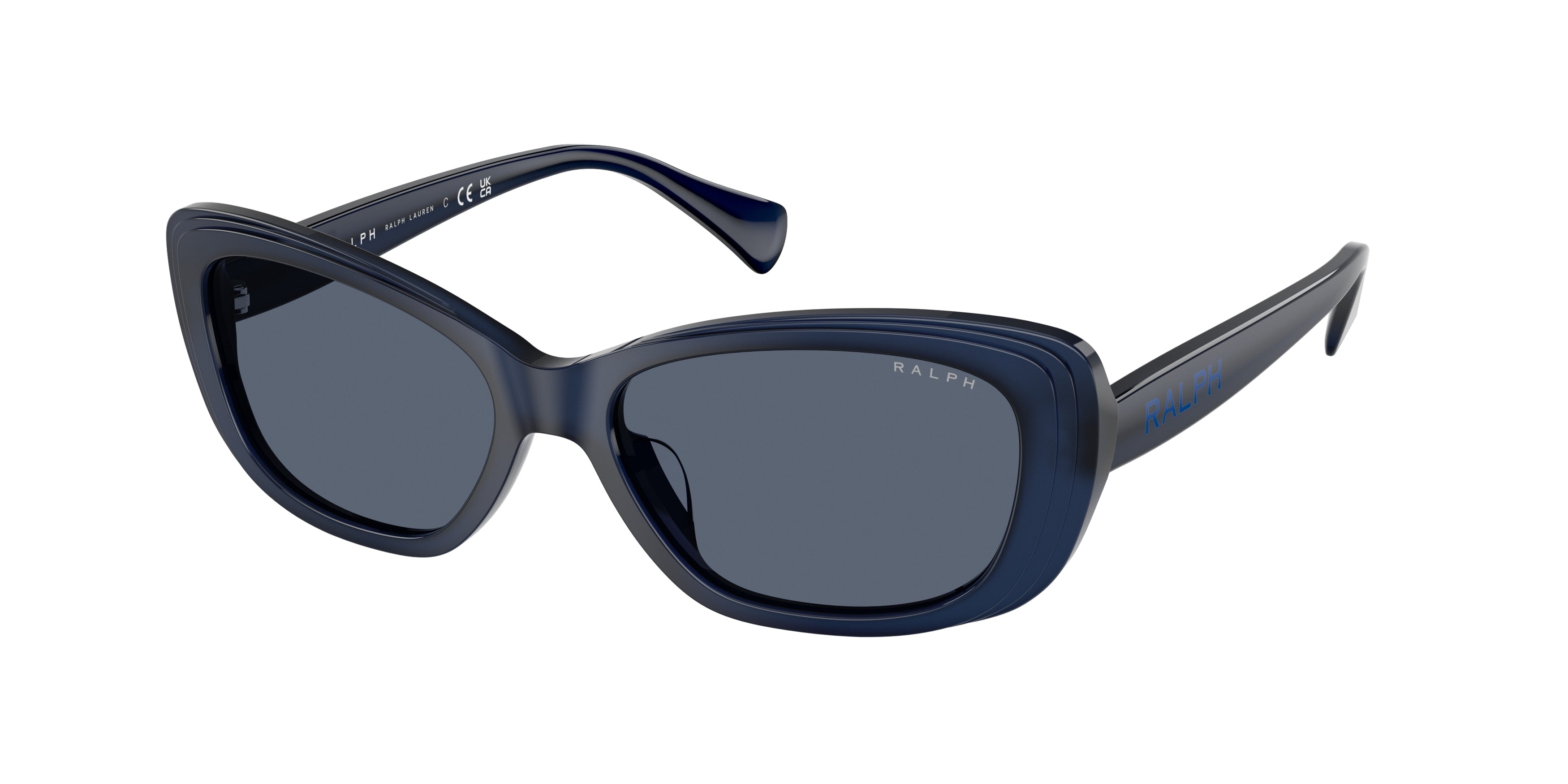 Ralph RA5322U Rectangle Sunglasses  605987-Shiny Opalescent Blue 55-145-16 - Color Map Blue