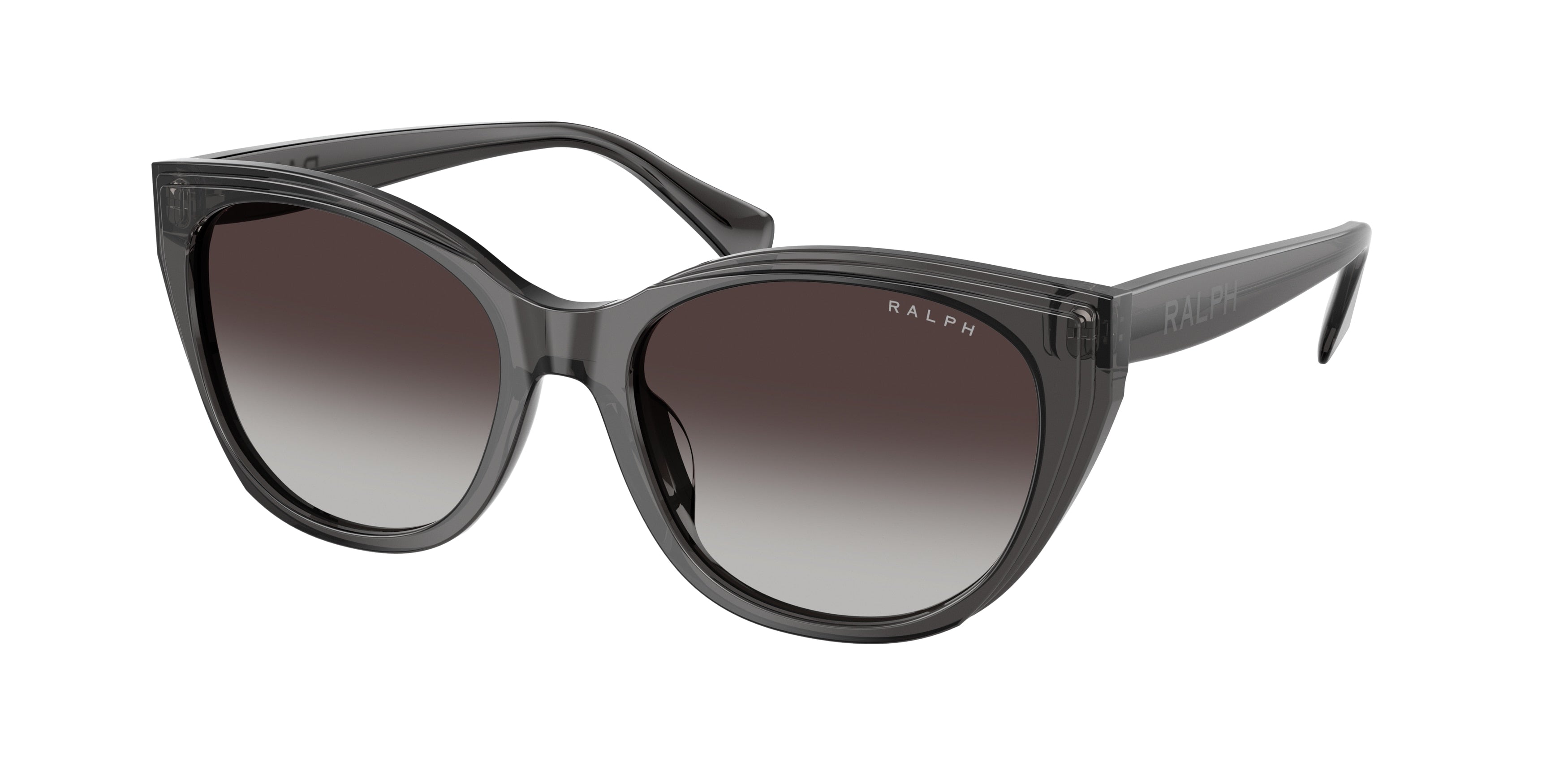 Ralph RA5324U Square Sunglasses  55368G-Shiny Transparent Black 56-145-18 - Color Map Grey