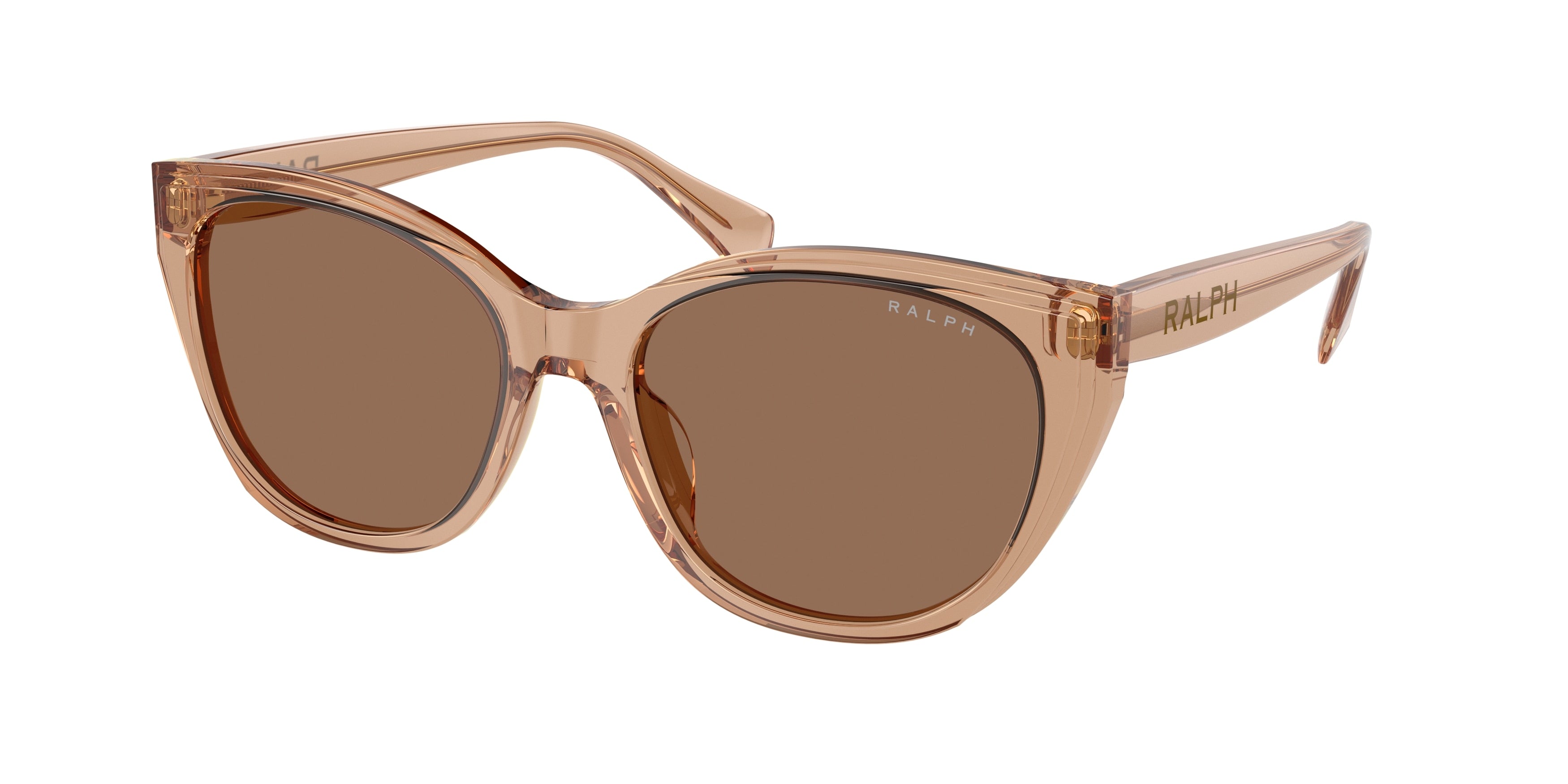 Ralph RA5324U Square Sunglasses  582673-Shiny Transparent Brown 56-145-18 - Color Map Brown