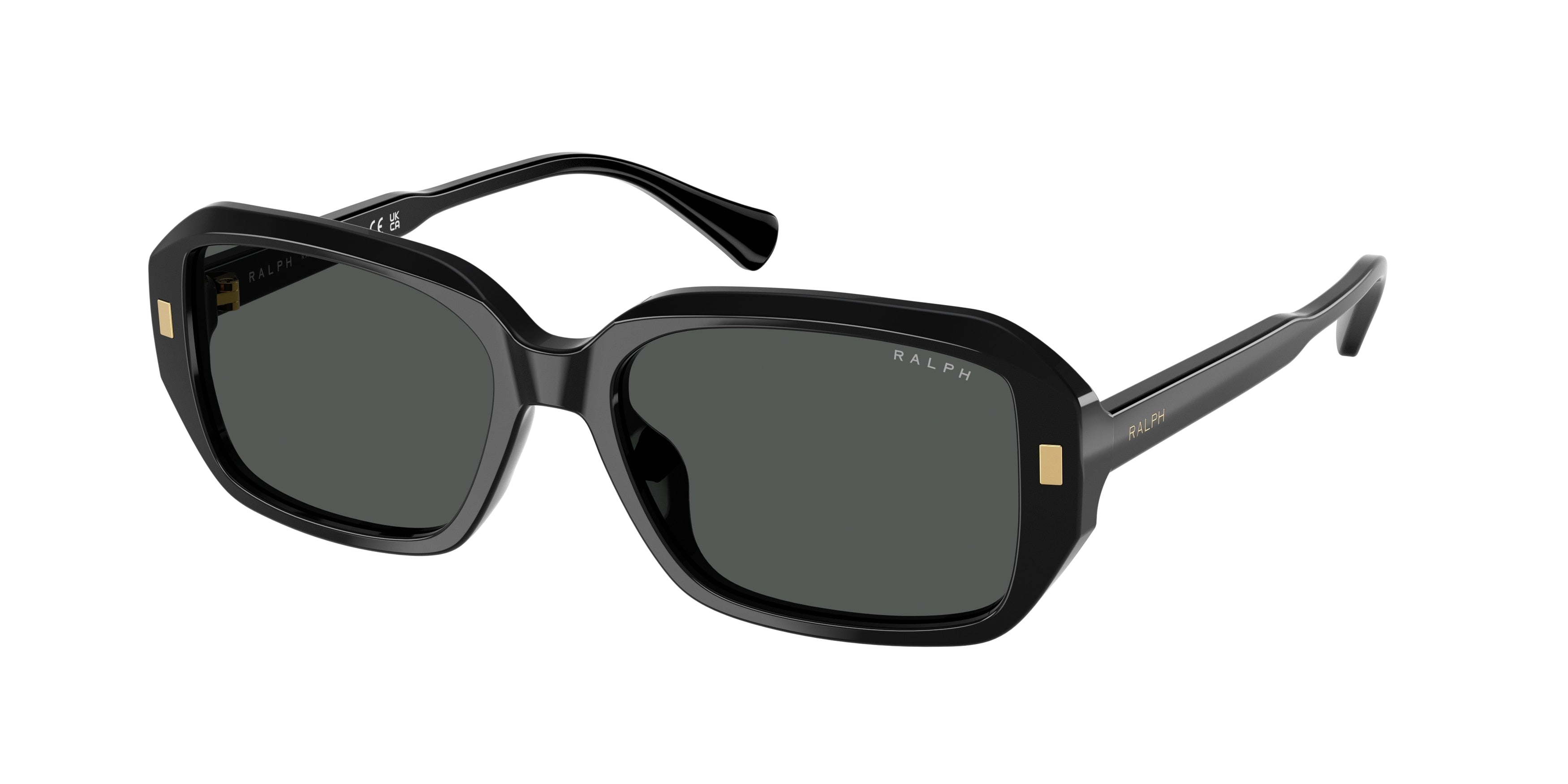 Ralph RA5325U Rectangle Sunglasses  500187-Shiny Black 55-145-16 - Color Map Black