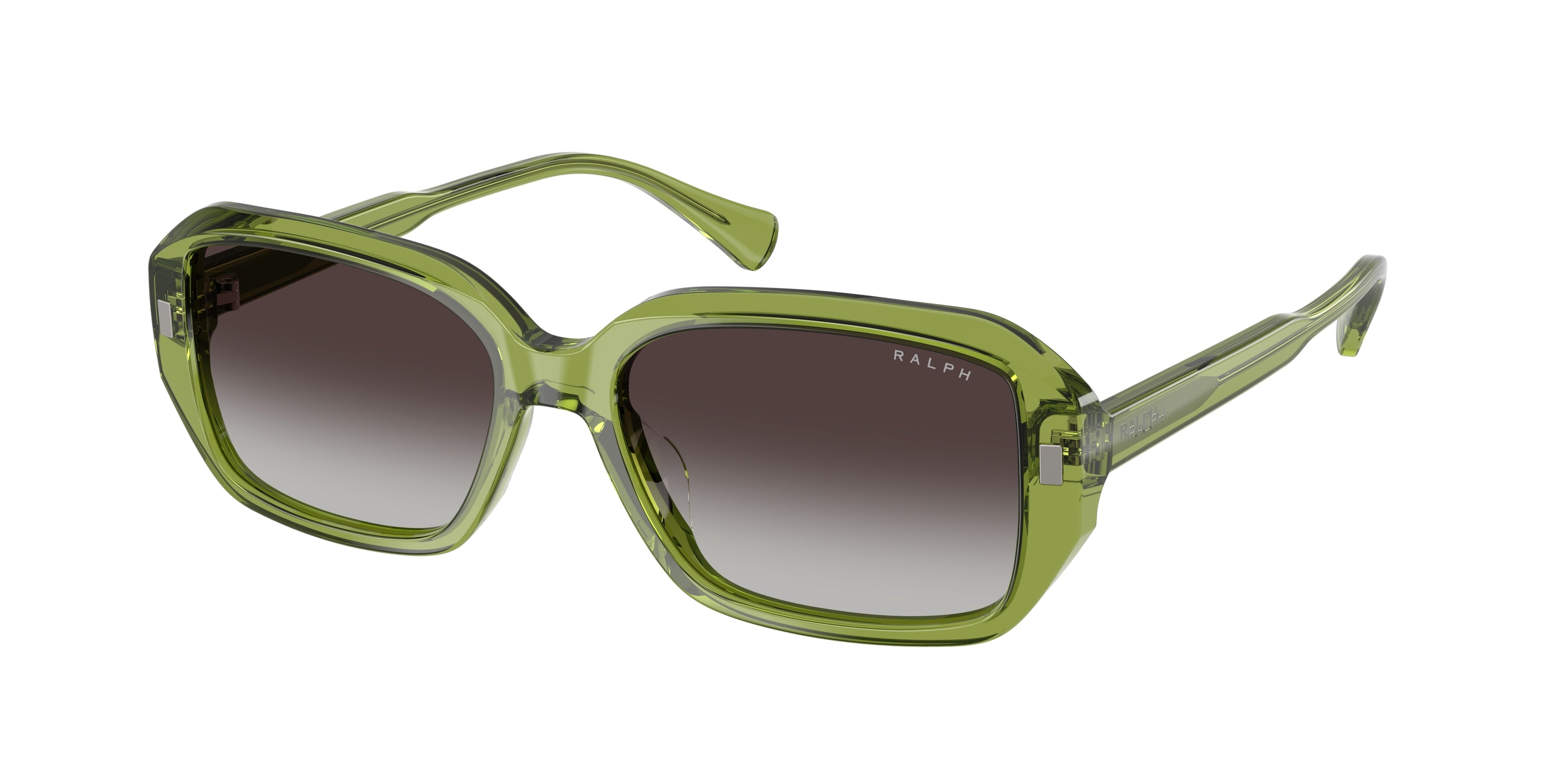 Ralph RA5325U Rectangle Sunglasses  62228G-Shiny Transparent Green 55-145-16 - Color Map Green