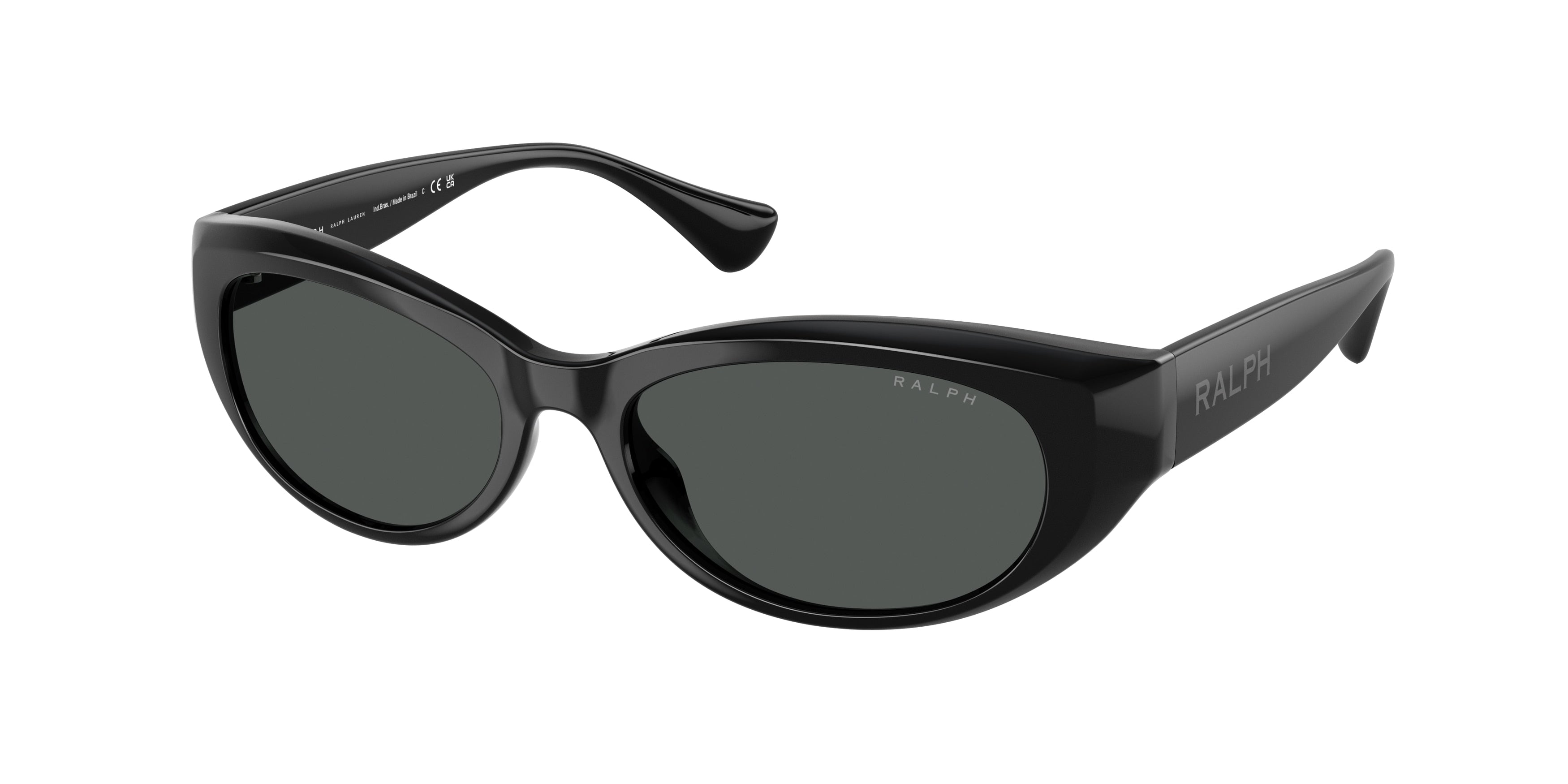Ralph RA5327U Oval Sunglasses  500187-Shiny Black 55-135-16 - Color Map Black