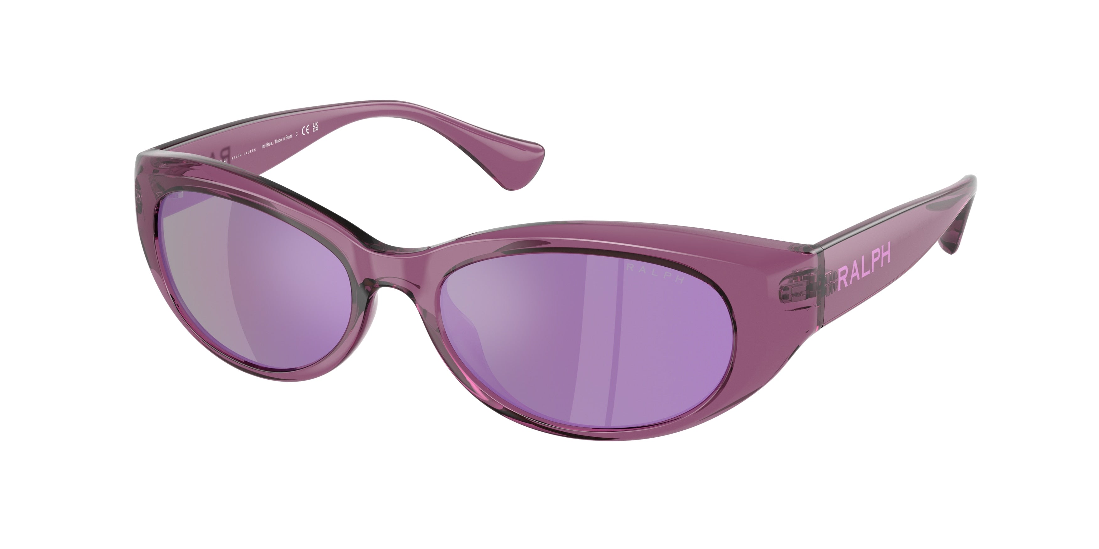 Ralph RA5327U Oval Sunglasses  62074V-Shiny Transparent Violet 55-135-16 - Color Map Violet