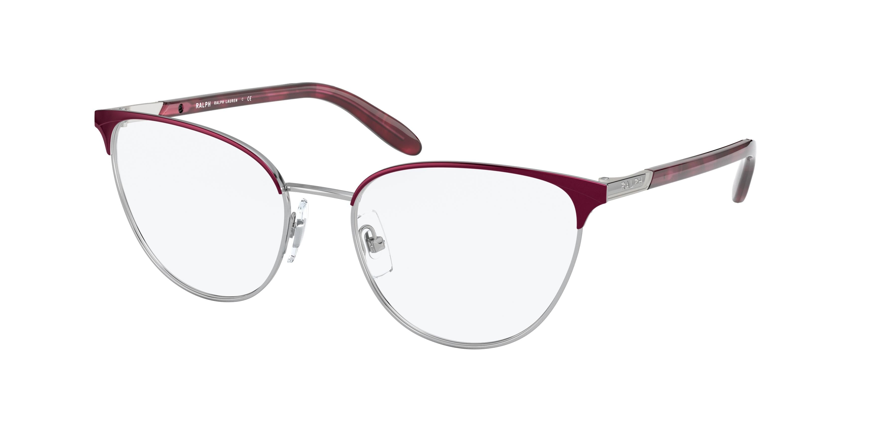 Ralph RA6047 Butterfly Eyeglasses  9417-Shiny Burgundy On Silver Rims 54-140-18 - Color Map Violet