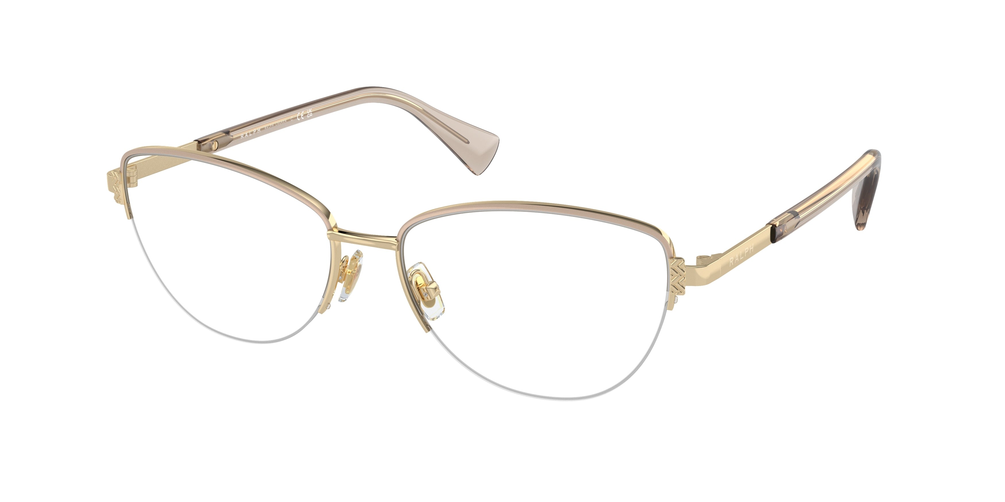 Ralph RA6059 Cat Eye Eyeglasses  9116-Shiny Pale Gold 56-145-16 - Color Map Gold