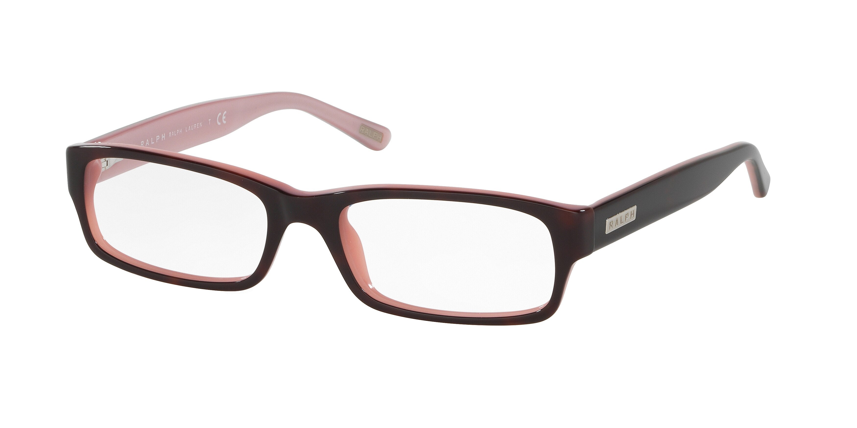 Ralph RA7018 Rectangle Eyeglasses  599-Shiny Dark Havana On Pink 52-135-17 - Color Map Brown