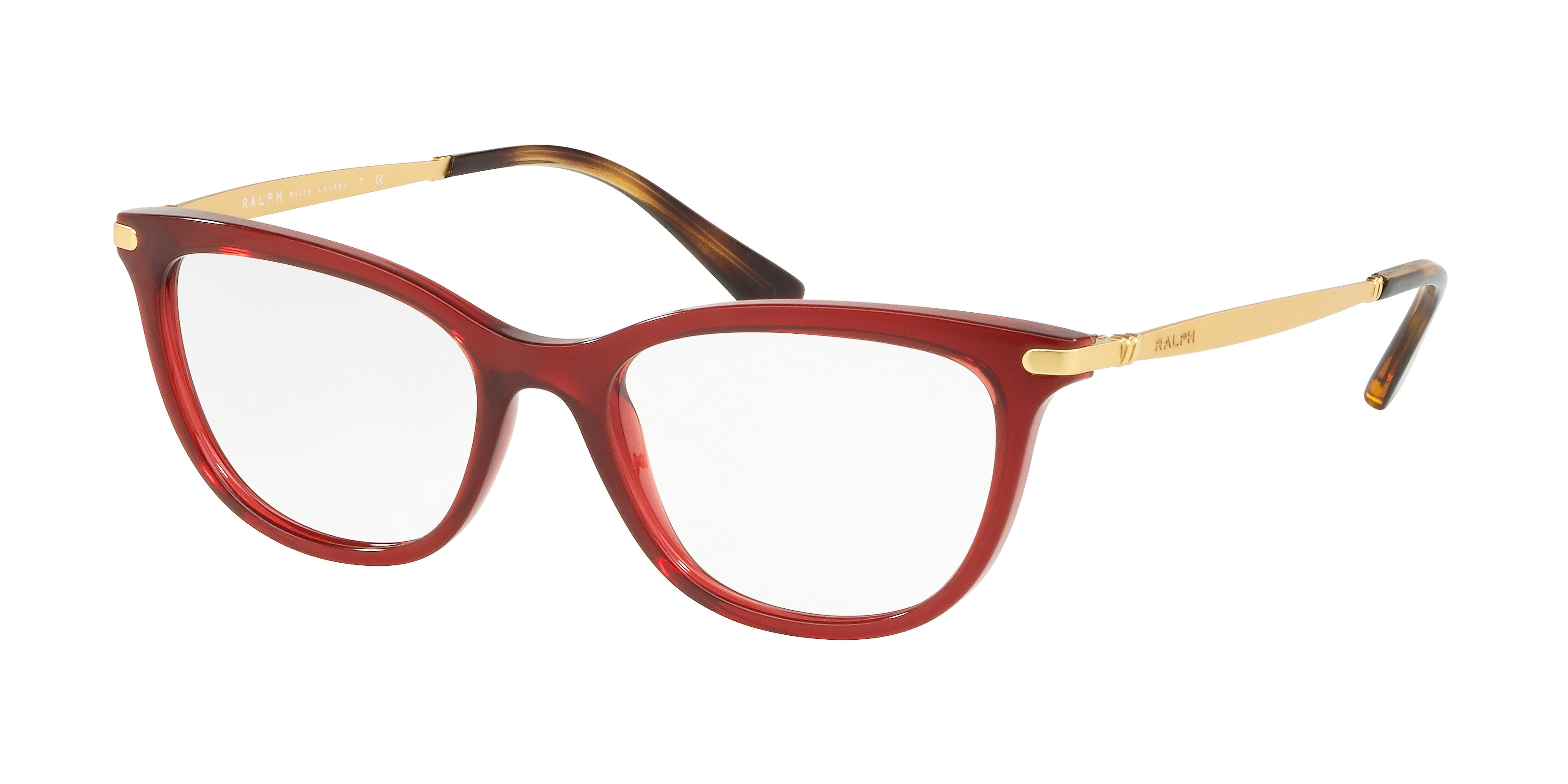 Ralph RA7098 Cat Eye Eyeglasses  5718-Shiny Transparent Red 52-140-17 - Color Map Red