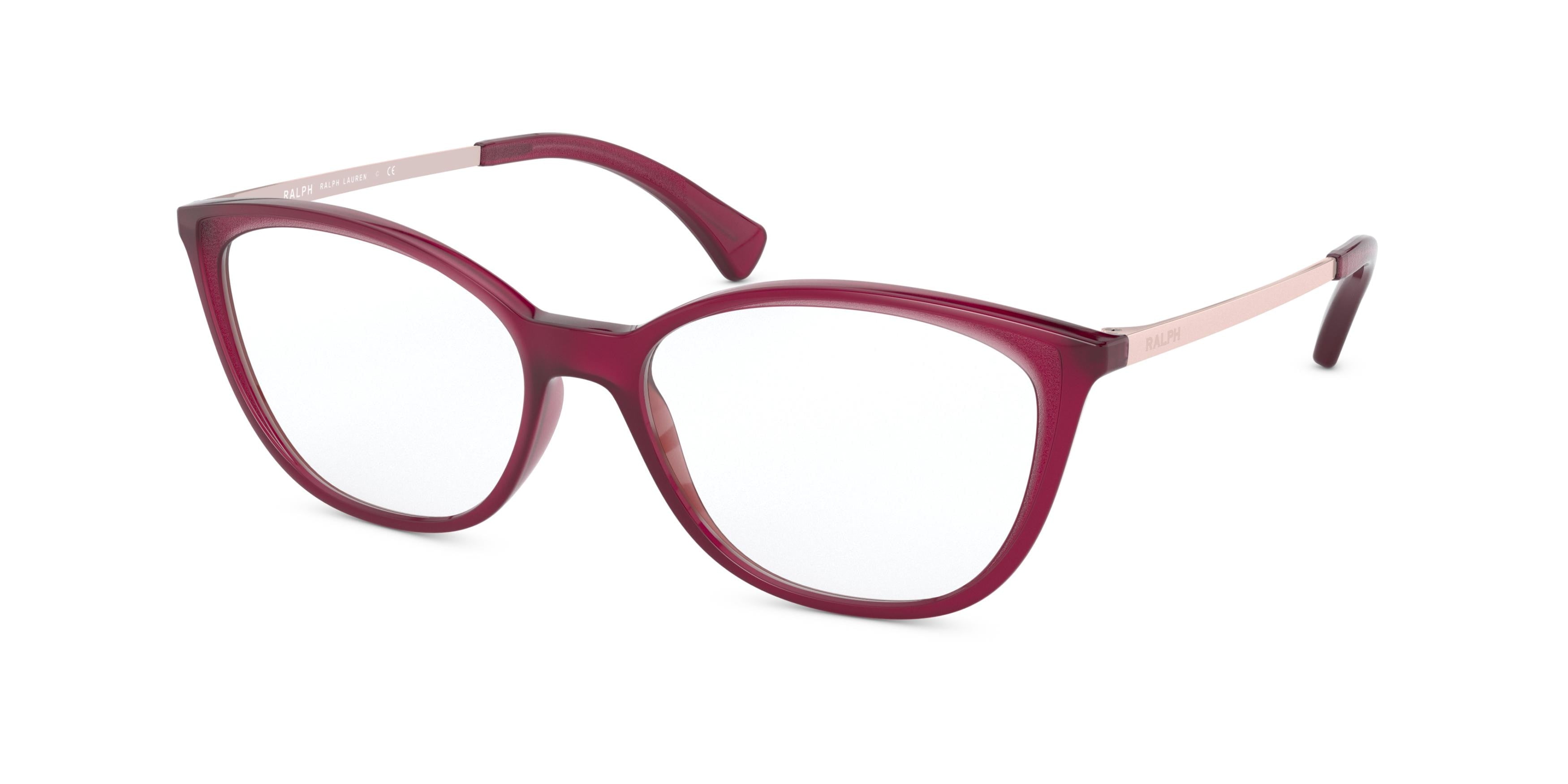 Ralph RA7114 Cat Eye Eyeglasses  5800-Shiny Transparent Bordeaux 54-140-16 - Color Map Red