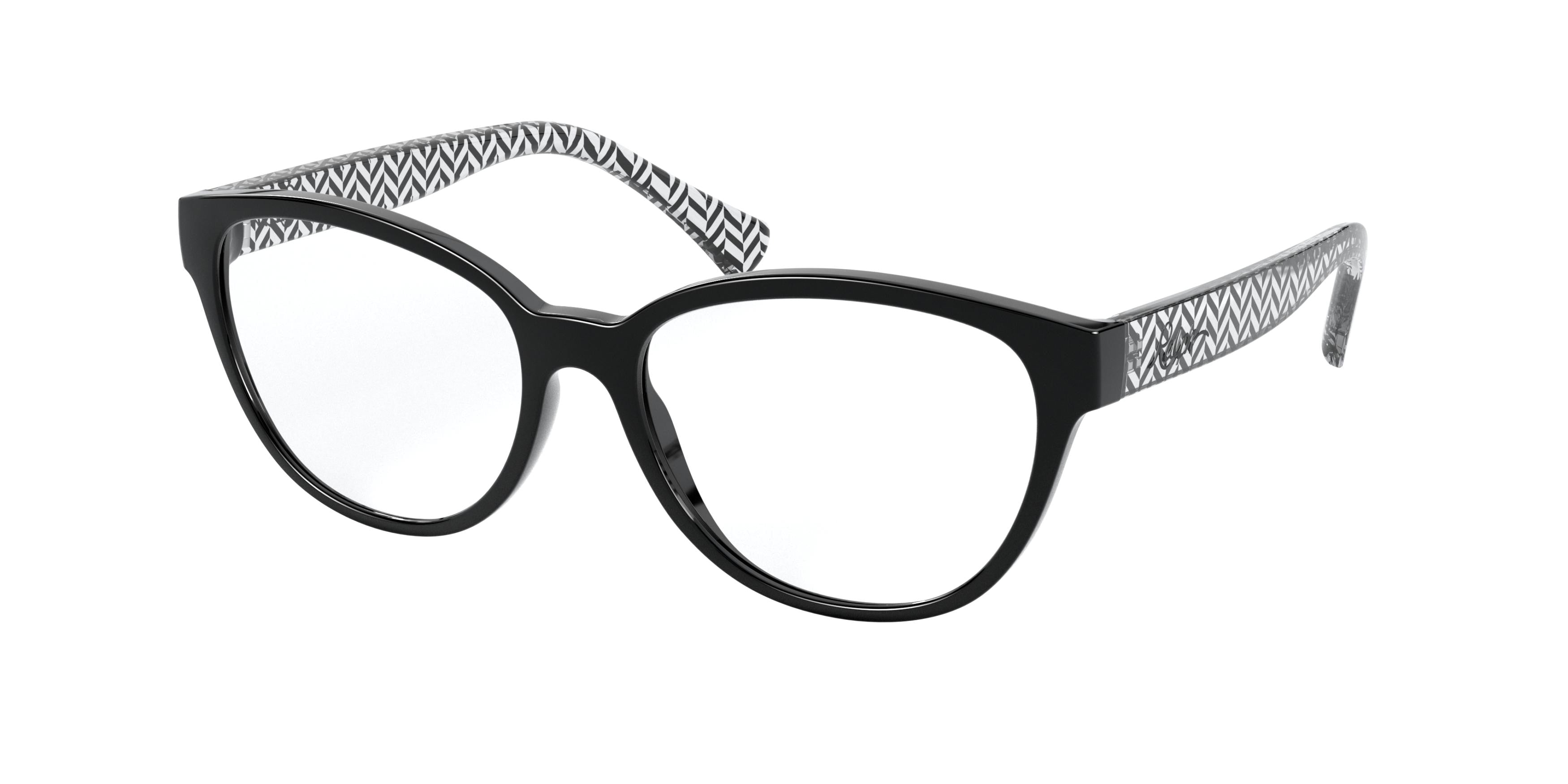 Ralph RA7120 Butterfly Eyeglasses  5001-Shiny Black 54-140-16 - Color Map Black