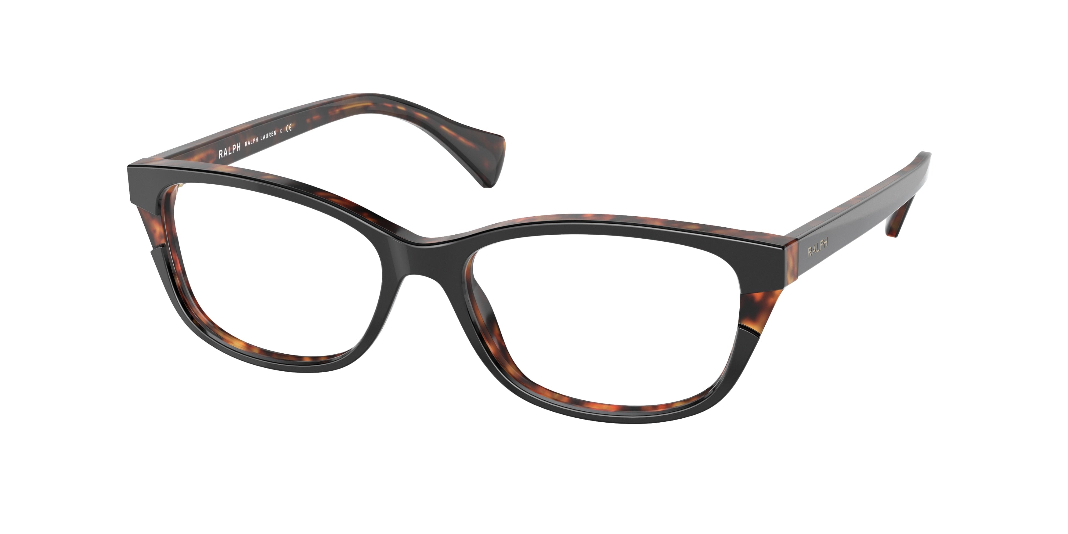 Ralph RA7126 Butterfly Eyeglasses  5918-Shiny Black On Dark Havana 54-140-16 - Color Map Black