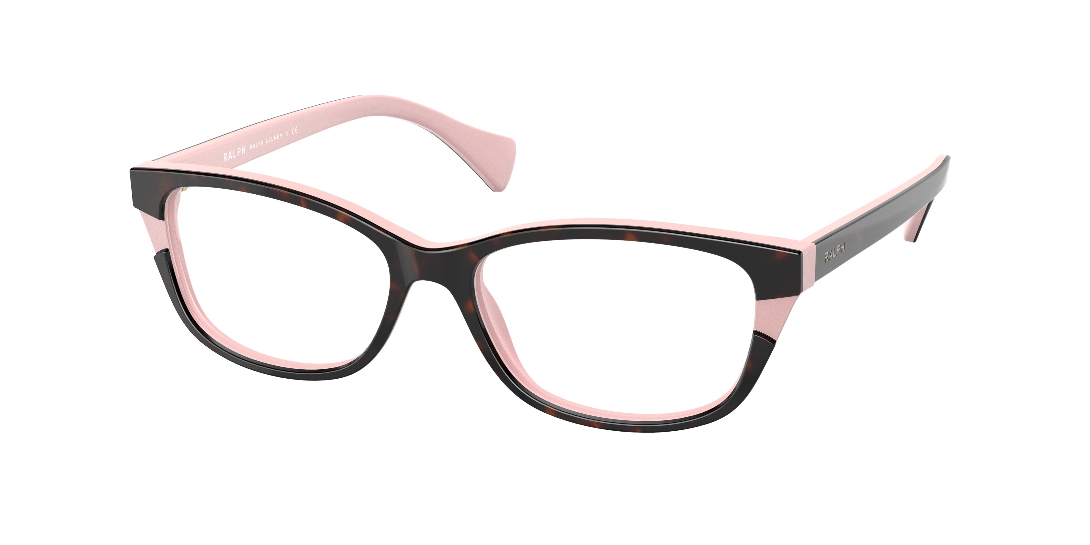 Ralph RA7126 Butterfly Eyeglasses  599-Shiny Dark Havana On Pink 54-140-16 - Color Map Brown
