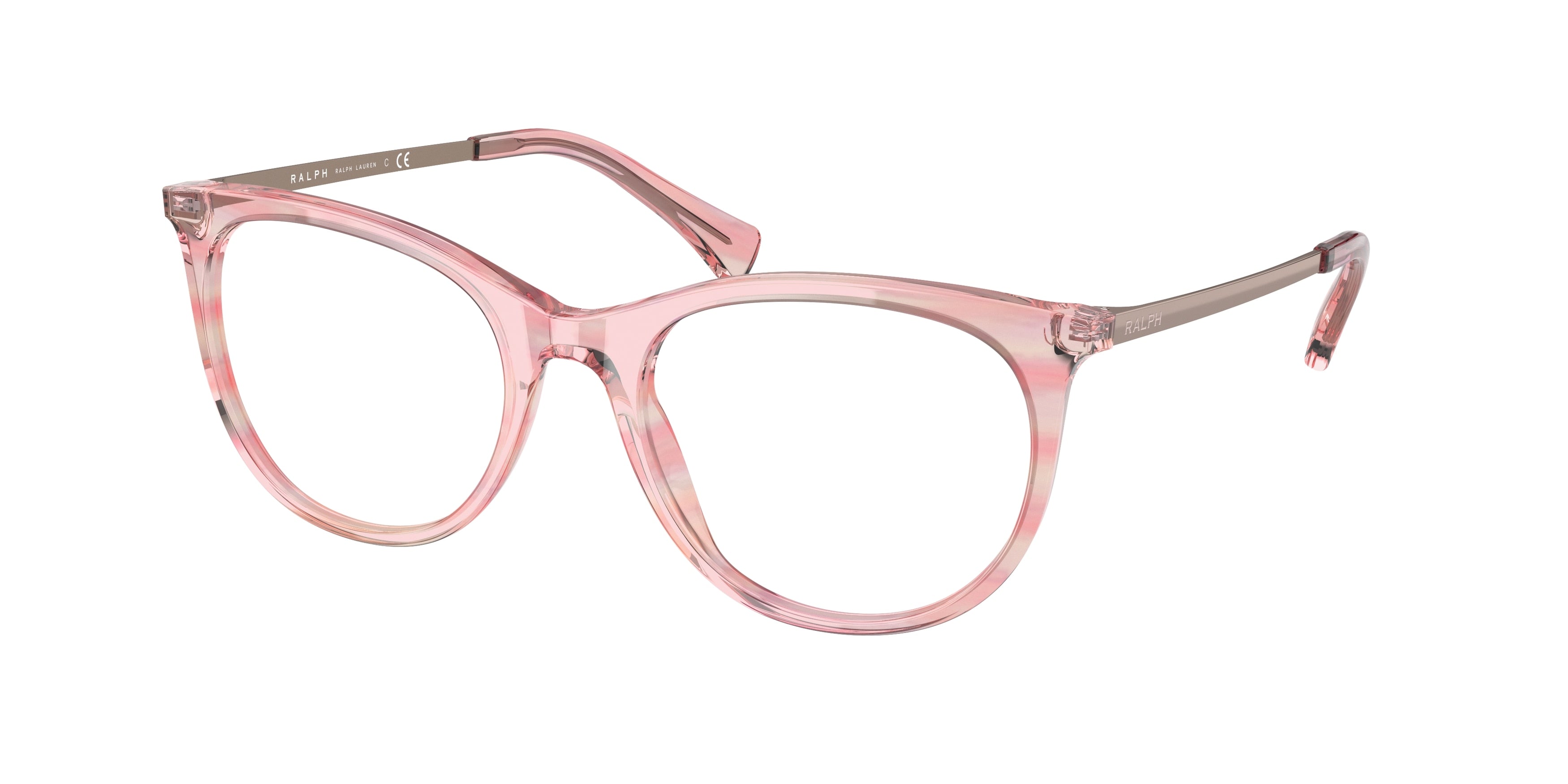 Ralph RA7139 Oval Eyeglasses  6012-Shiny Striped Rose 53-140-19 - Color Map Pink