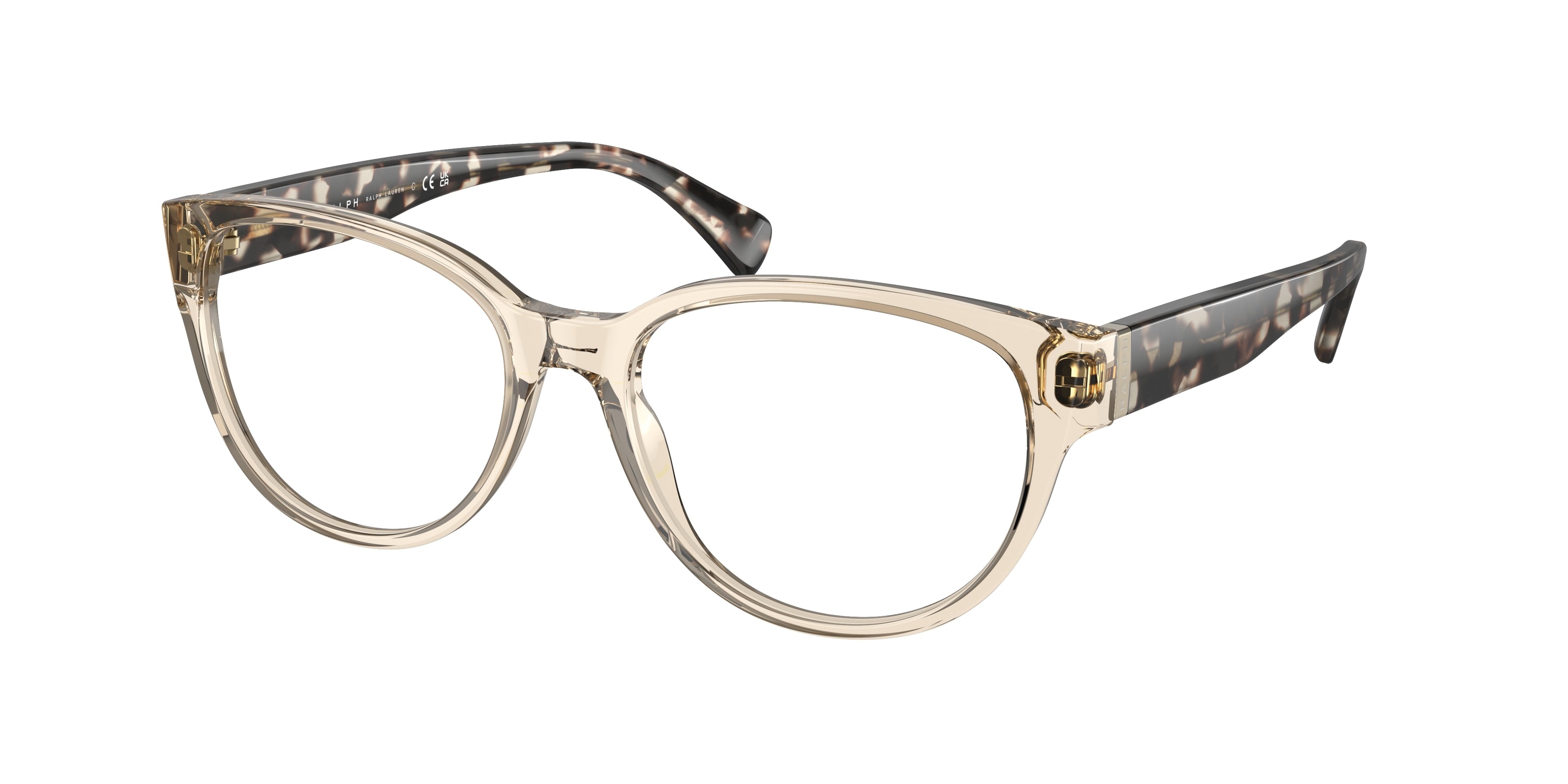 Ralph RA7151 Oval Eyeglasses  6062-Shiny Transparent Light Brown 54-145-17 - Color Map Brown