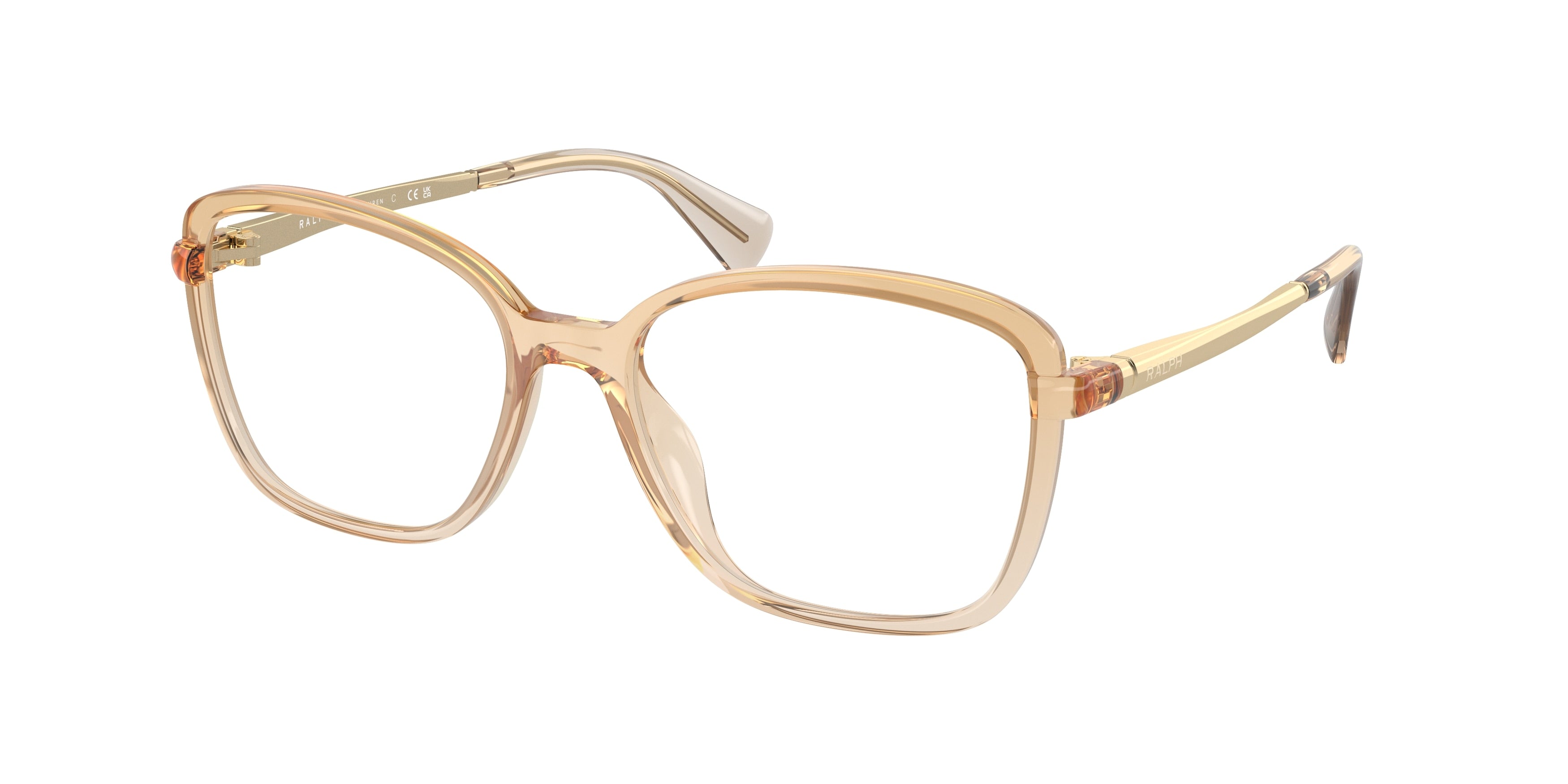 Ralph RA7156U Square Eyeglasses  6128-Shiny Trasparent Brown 54-140-17 - Color Map Brown