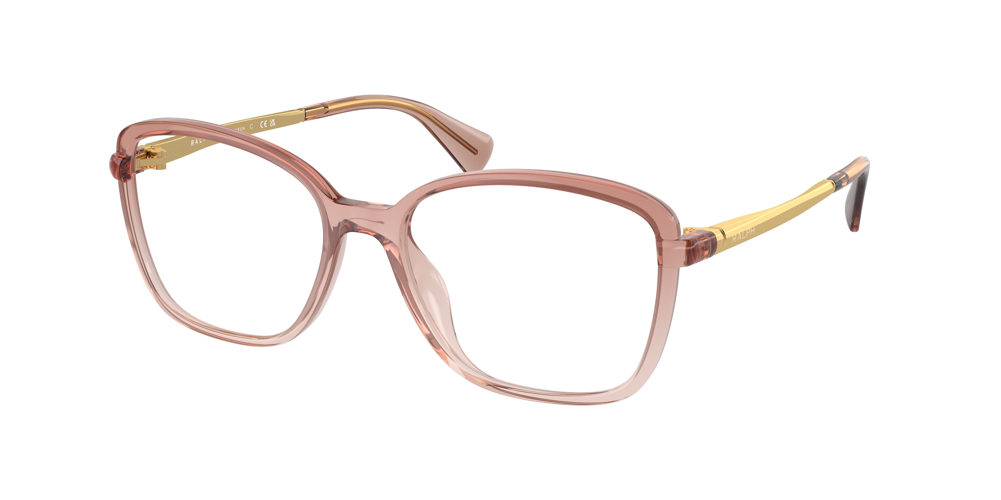 Ralph RA7156U Square Eyeglasses  6129-Shiny Transparent Rose 54-140-17 - Color Map Pink