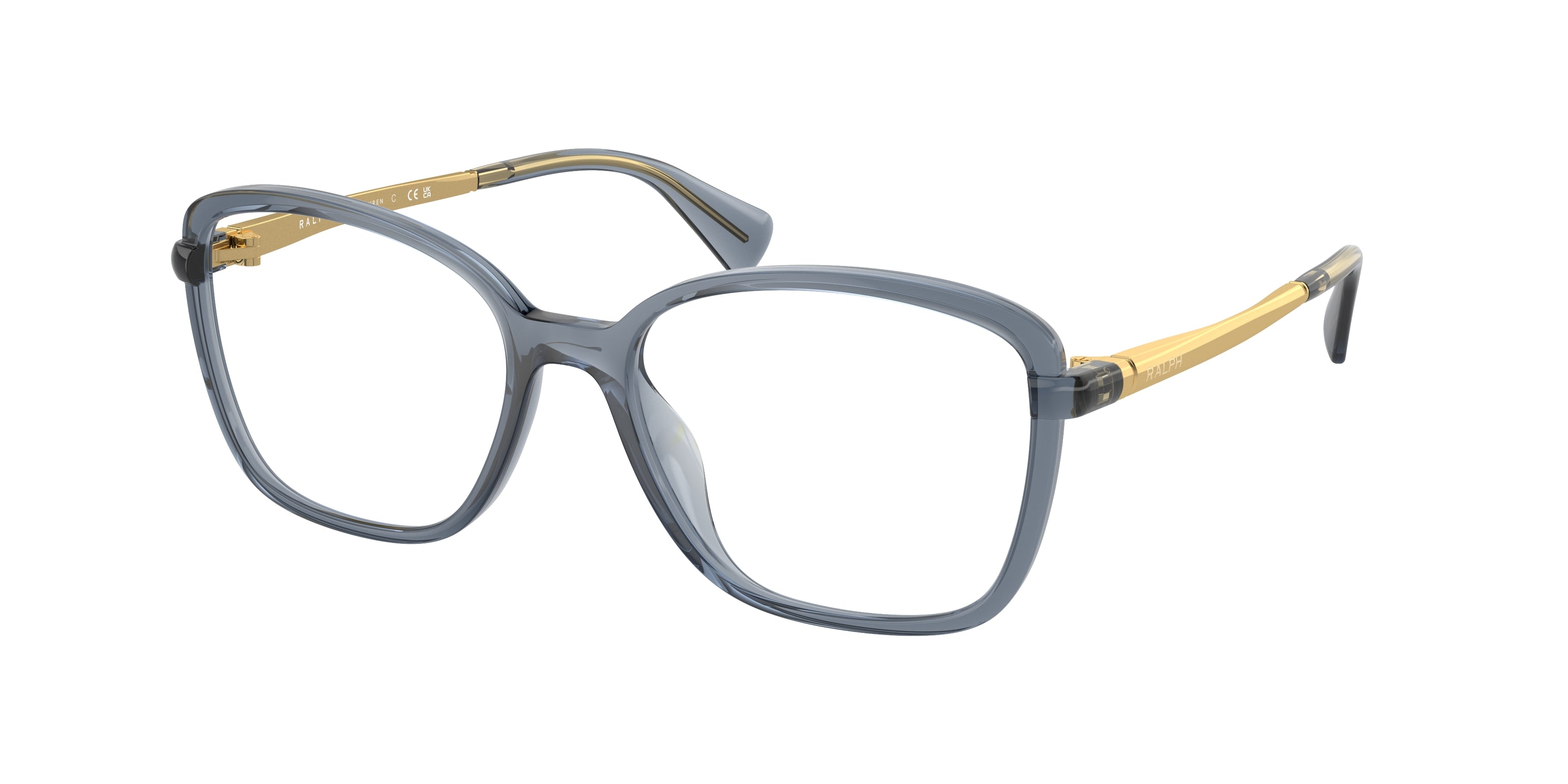 Ralph RA7156U Square Eyeglasses  6130-Shiny Transparent Blue 54-140-17 - Color Map Blue