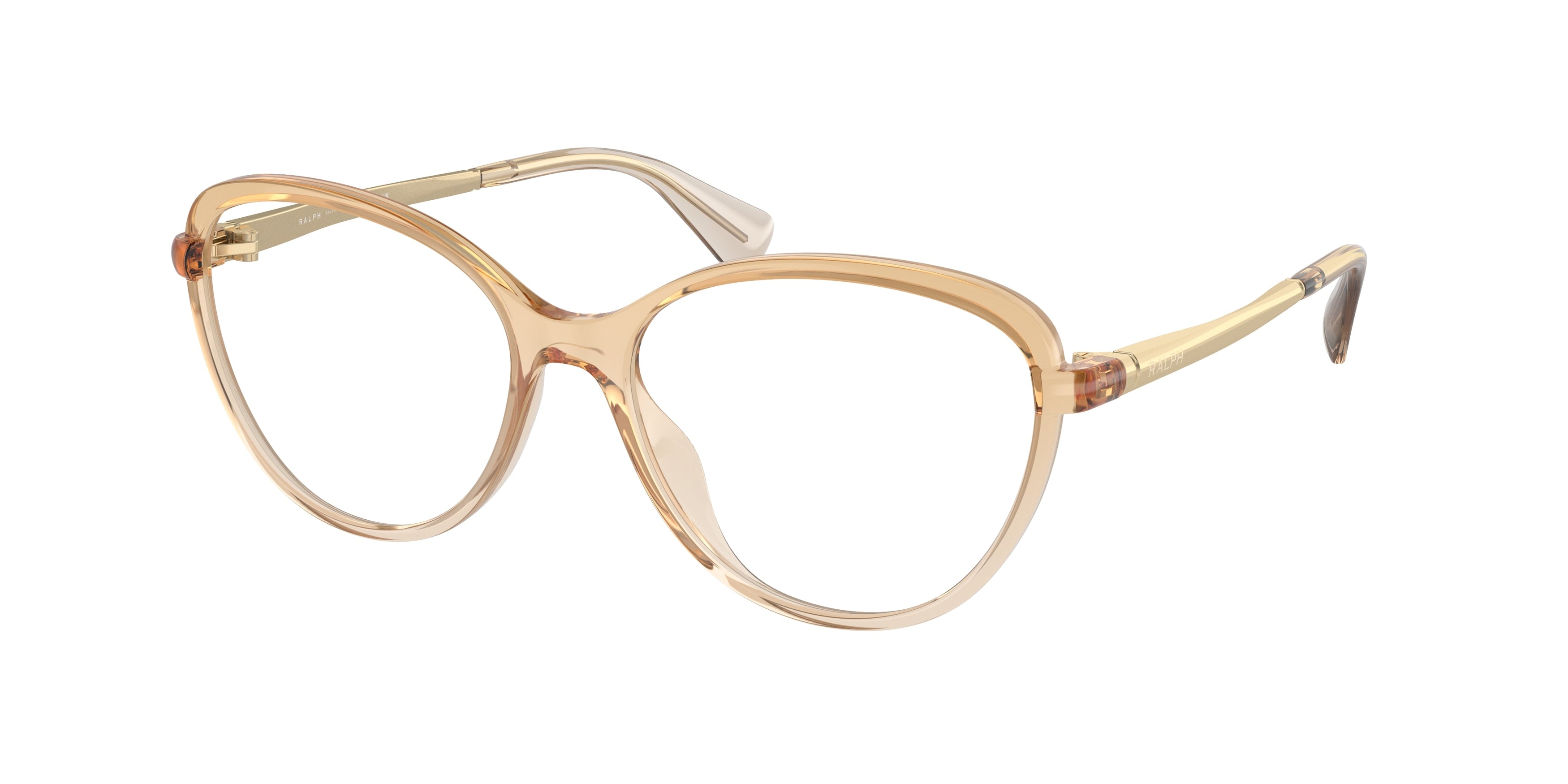 Ralph RA7157U Oval Eyeglasses  6128-Shiny Trasparent Brown 55-140-16 - Color Map Brown