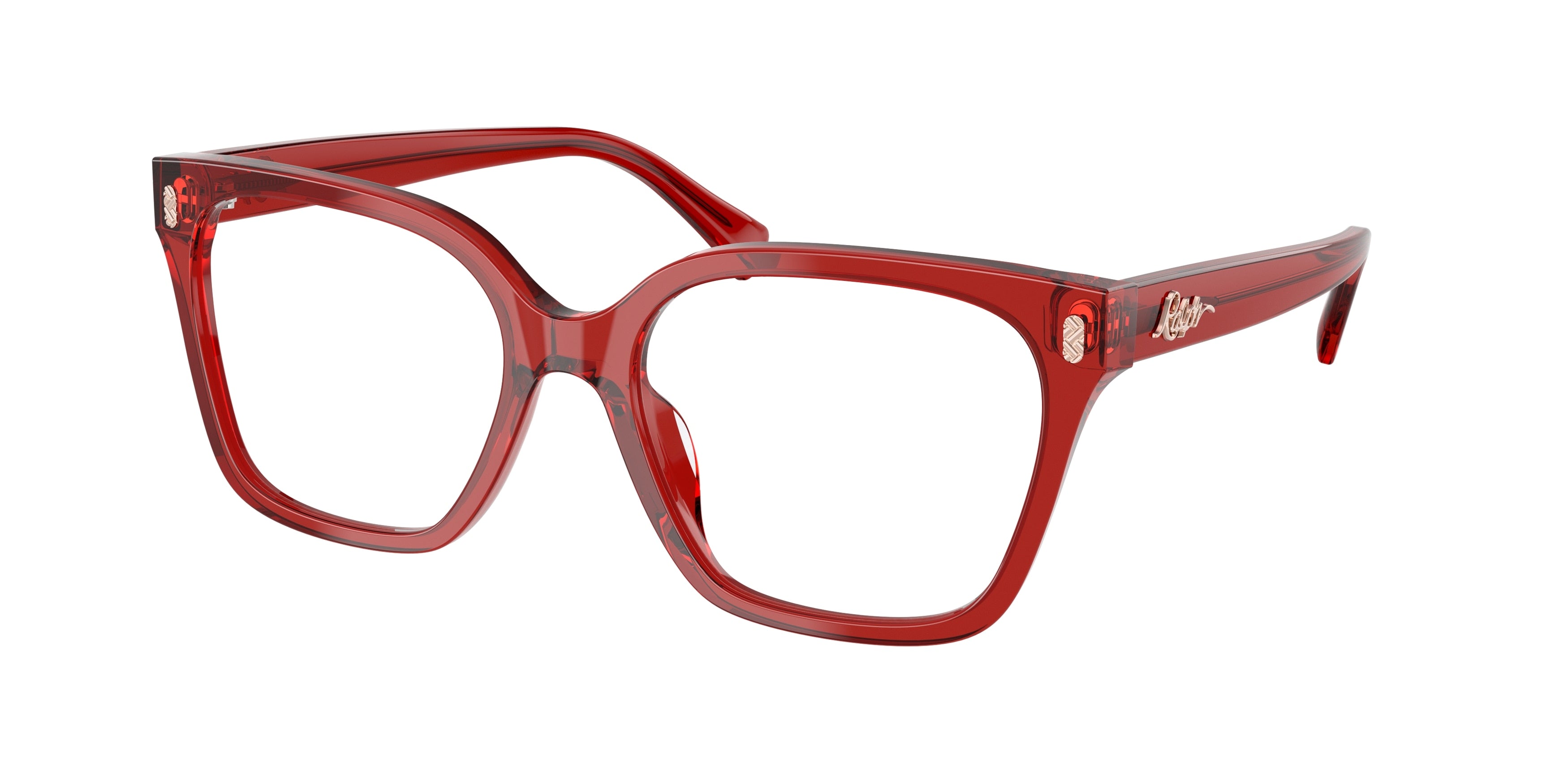 Ralph RA7158U Square Eyeglasses  6210-Shiny Transparent Burgundy 55-145-18 - Color Map Violet