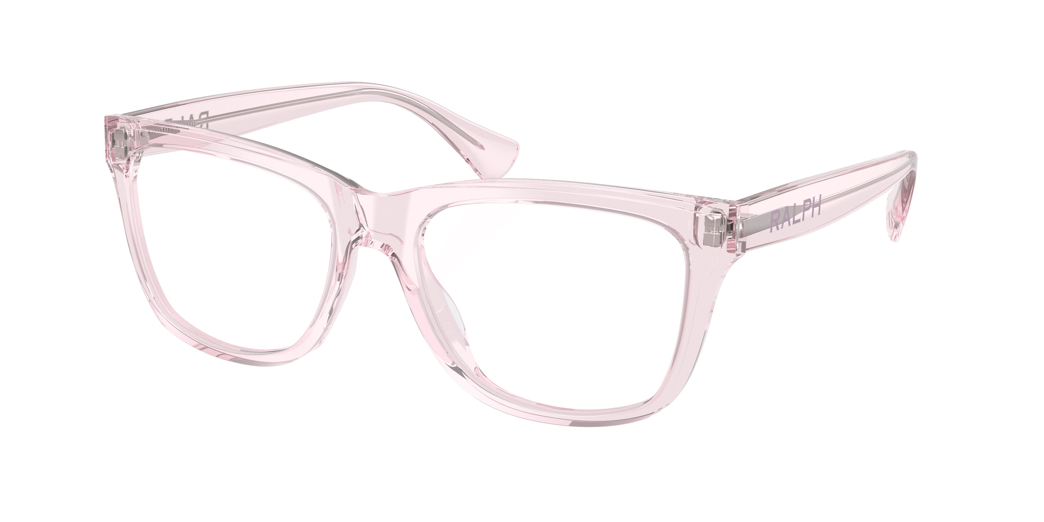 Ralph RA7170U Rectangle Eyeglasses  6190-Shiny Transparent Rose 55-145-17 - Color Map Pink