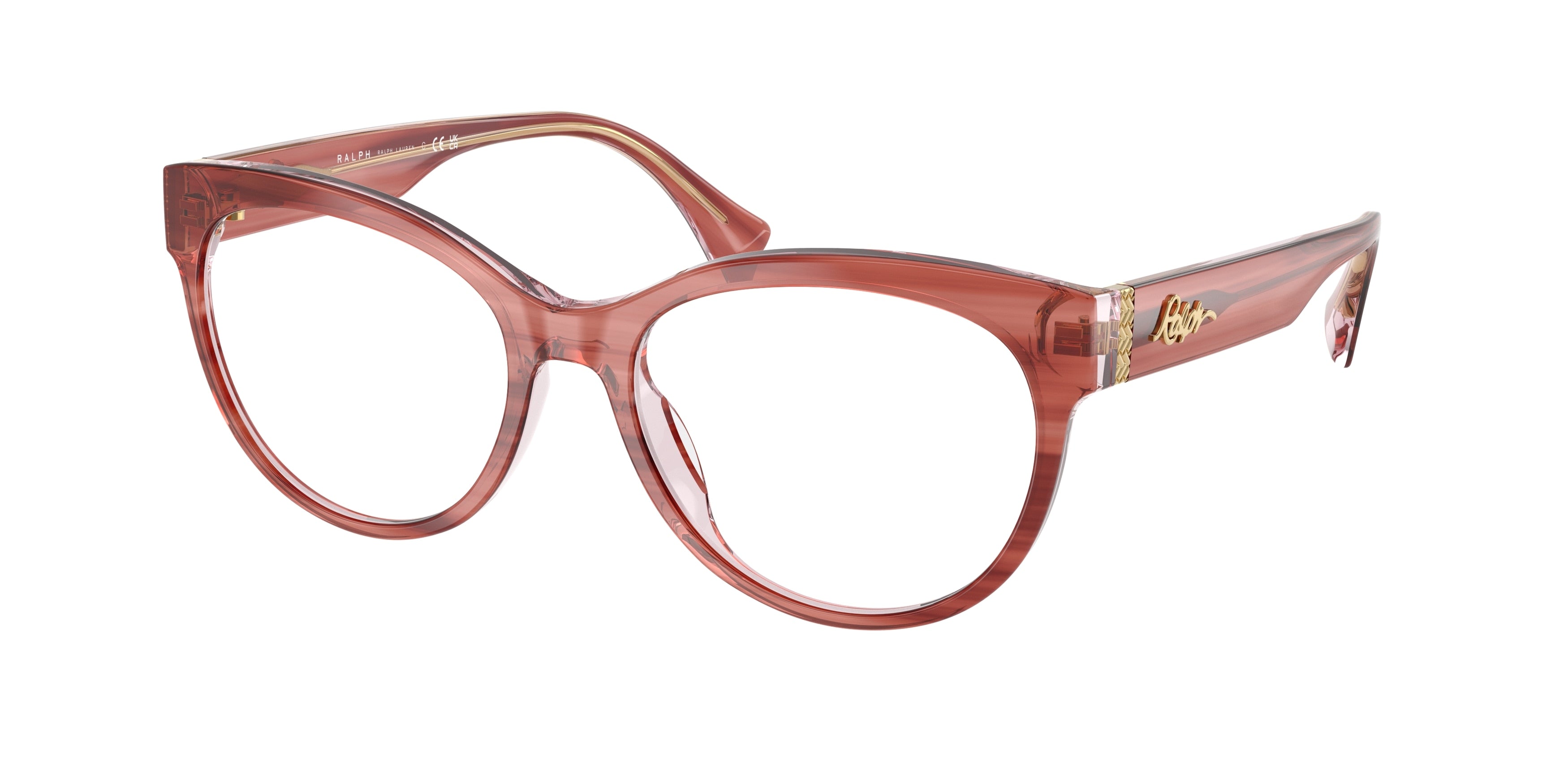 Ralph RA7173U Phantos Eyeglasses  6203-Shiny Milky Red Demi Pink 55-145-17 - Color Map Red
