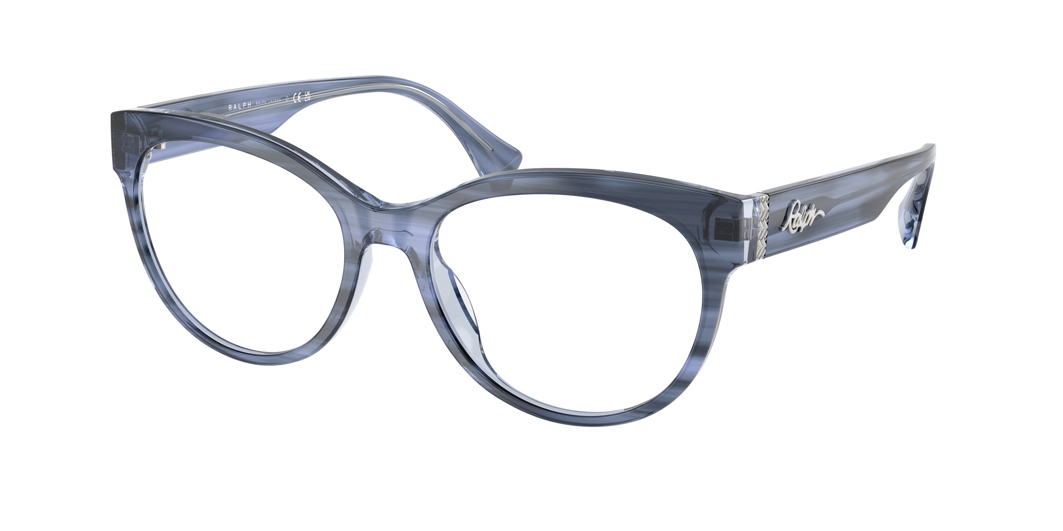Ralph RA7173U Phantos Eyeglasses  6204-Shiny Milky Demi Blue 55-145-17 - Color Map Blue