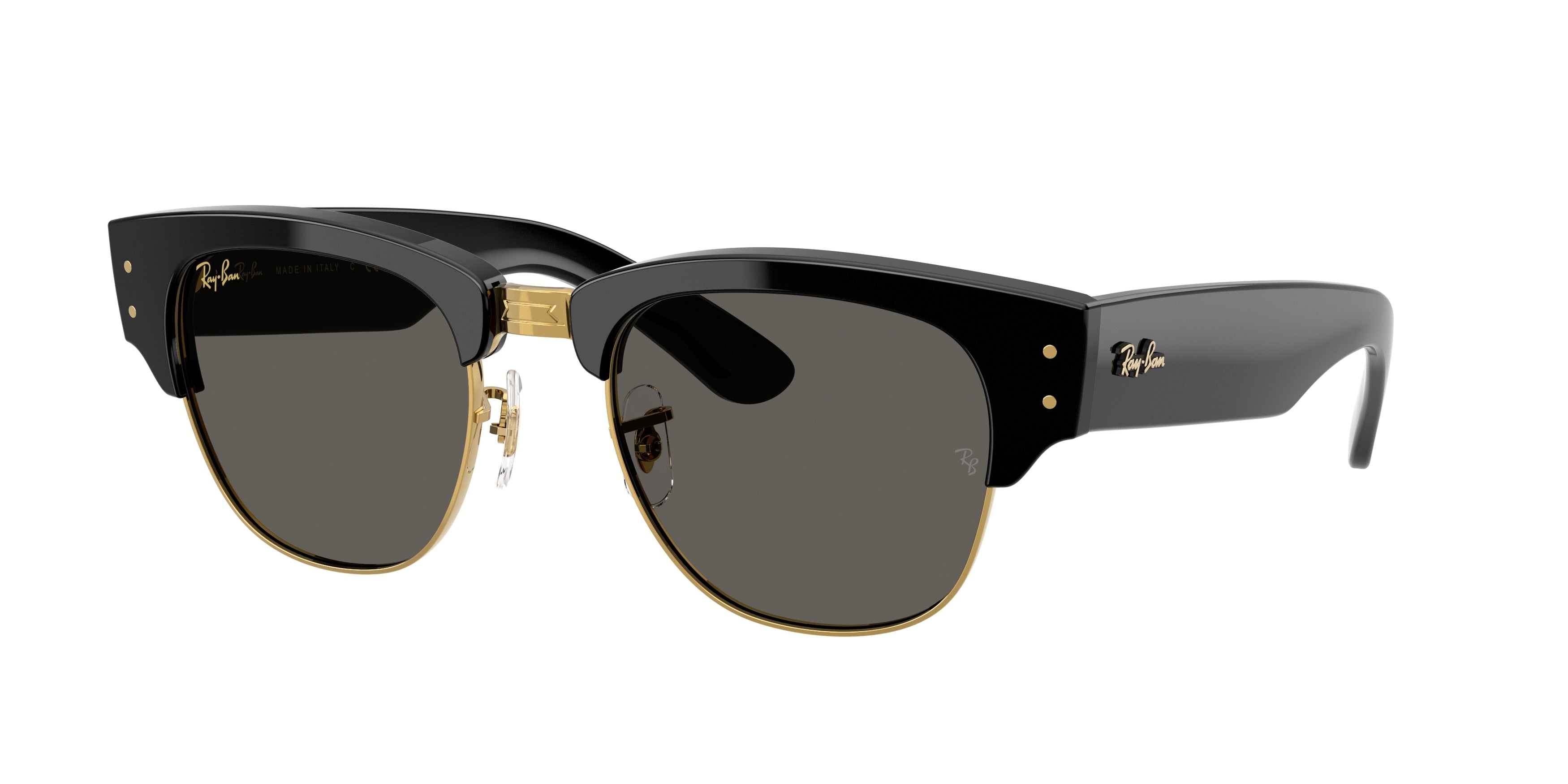 Ray-Ban MEGA CLUBMASTER RB0316S Square Sunglasses  6826J5-Black On Gold 53-145-21 - Color Map Black