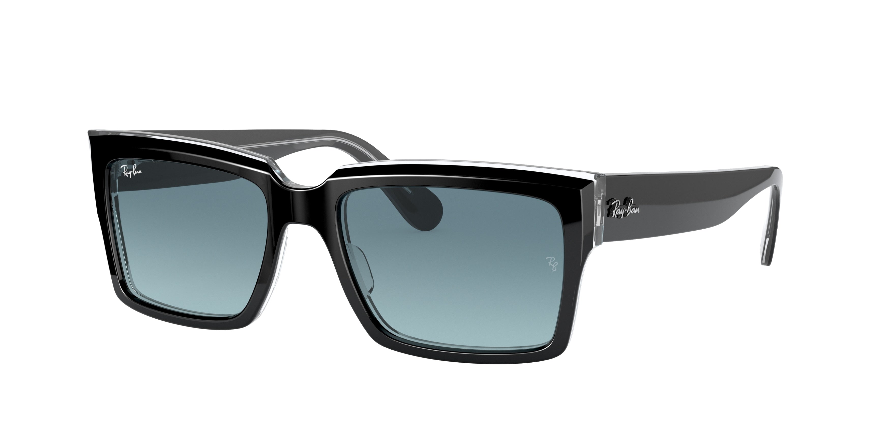 Ray-Ban INVERNESS RB2191 Rectangle Sunglasses  12943M-Black On Transparent 54-145-18 - Color Map Black