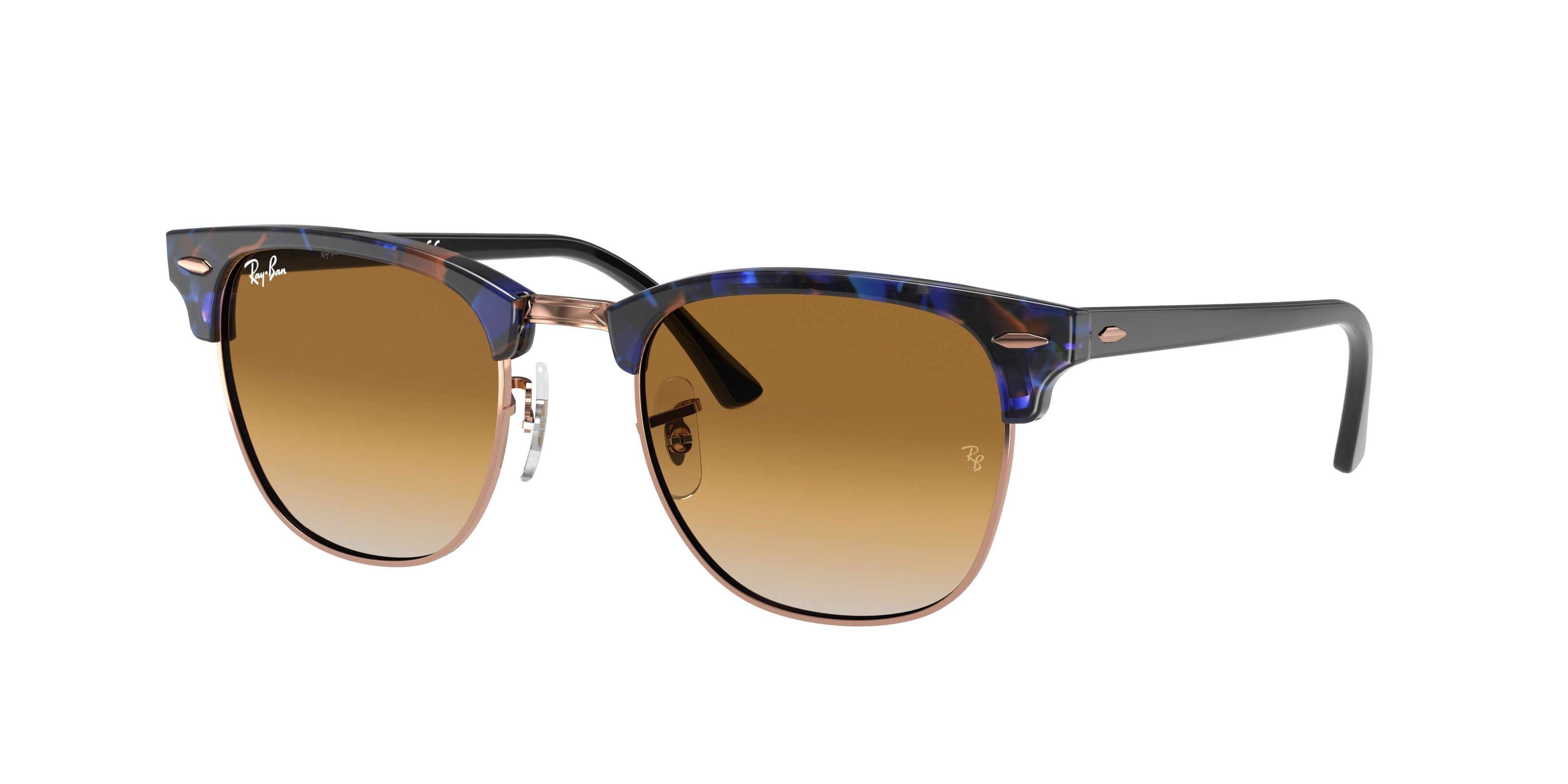 Ray-Ban CLUBMASTER RB3016 Square Sunglasses  125651-Brown & Blue 51-145-21 - Color Map Brown