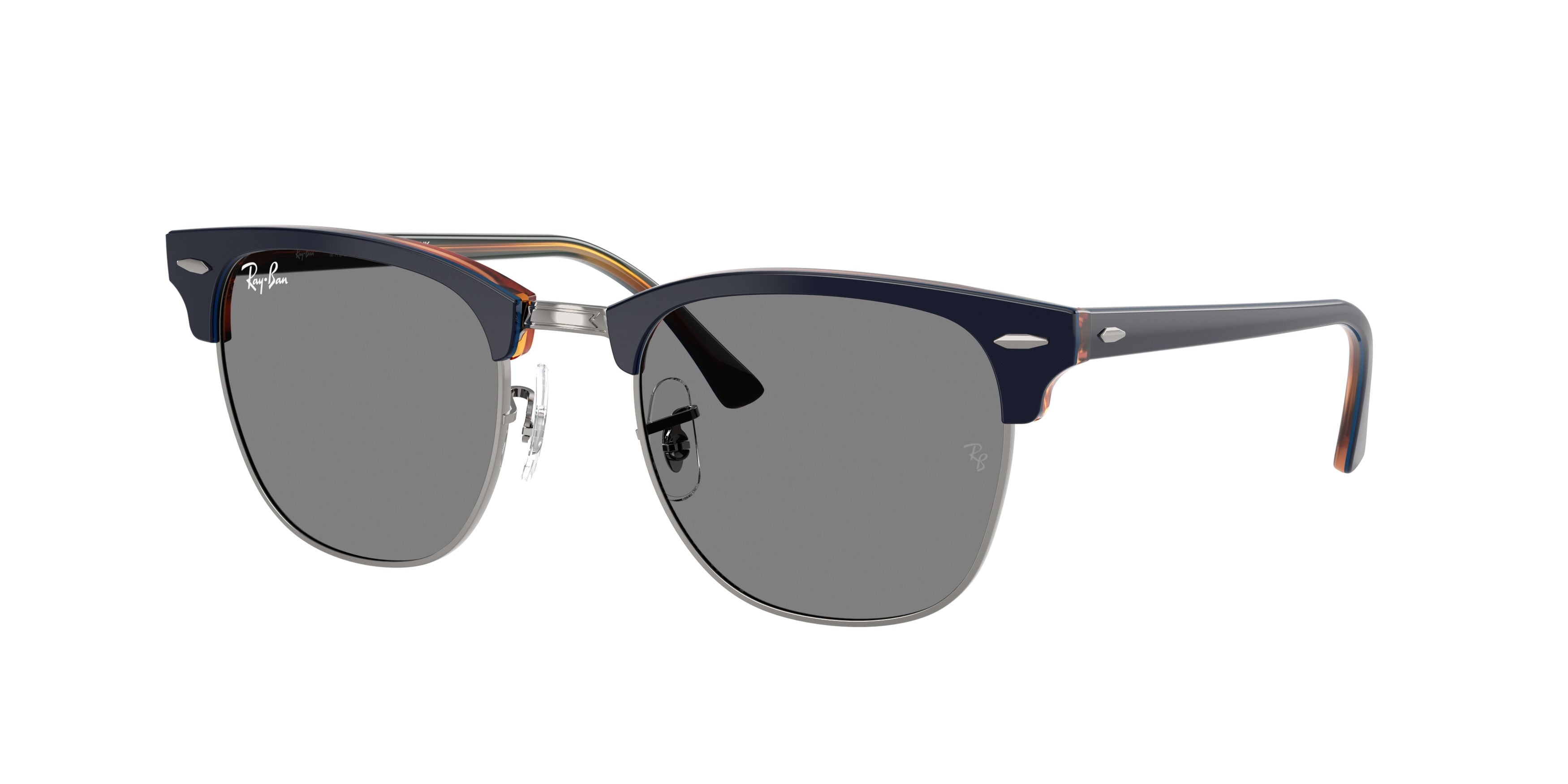 Ray-Ban CLUBMASTER RB3016 Square Sunglasses  1278B1-Gunmetal Blue 49-140-21 - Color Map Grey