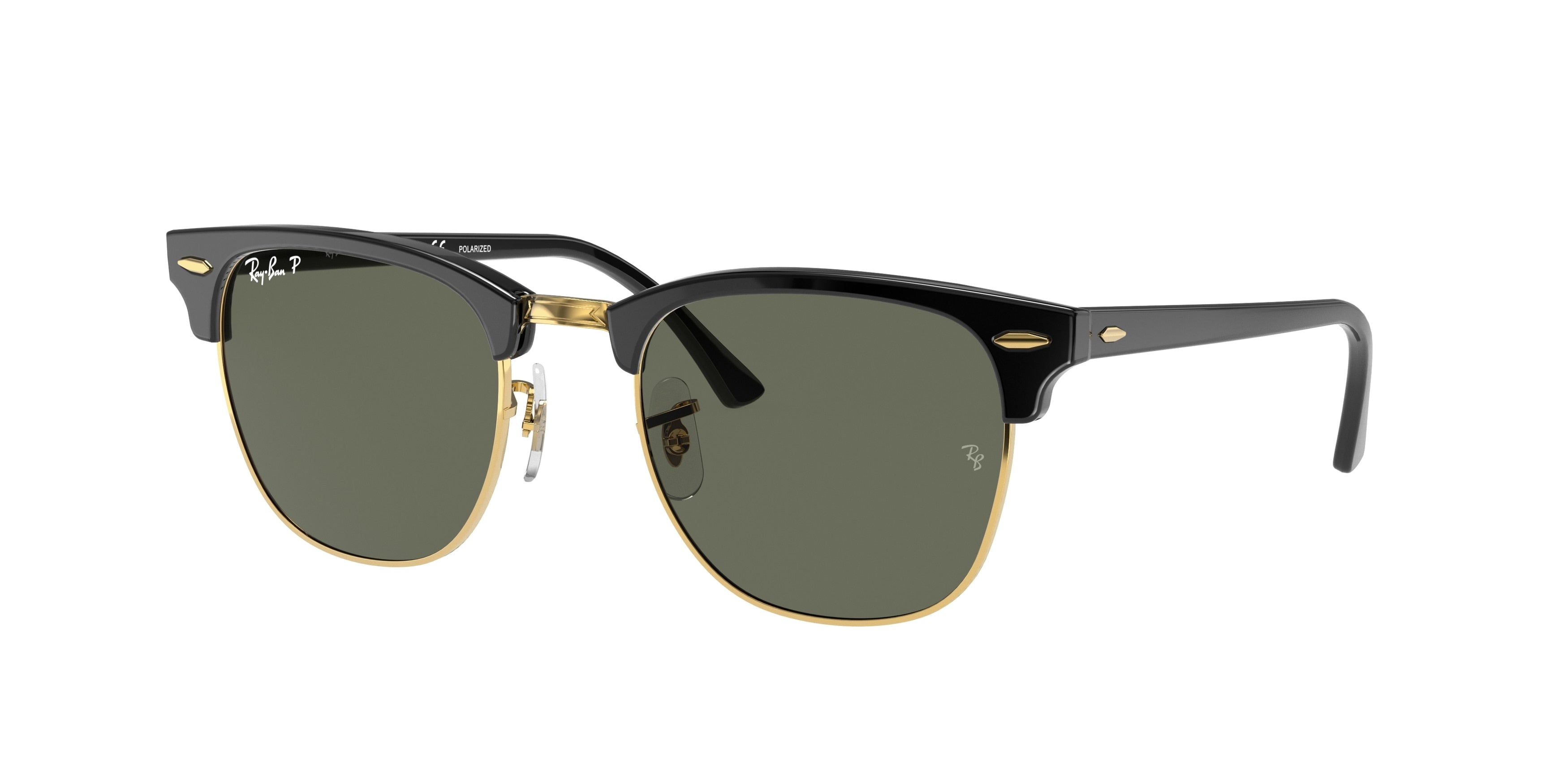 Ray-Ban CLUBMASTER RB3016 Square Sunglasses  901/58-Black On Gold 55-150-21 - Color Map Black