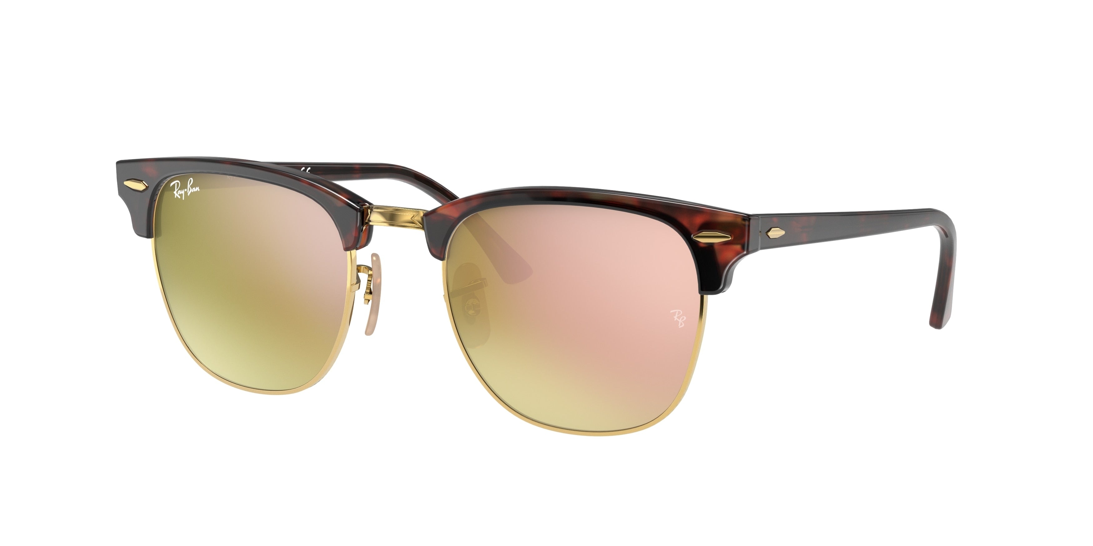Ray-Ban CLUBMASTER RB3016 Square Sunglasses  990/7O-Red Havana 51-145-21 - Color Map Tortoise